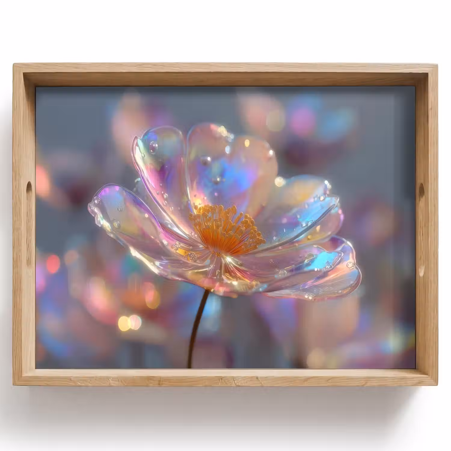 Bloem - Transparant - Pastelkleuren - Druppels Dienblad Rechthoek middel -z3d_shopping