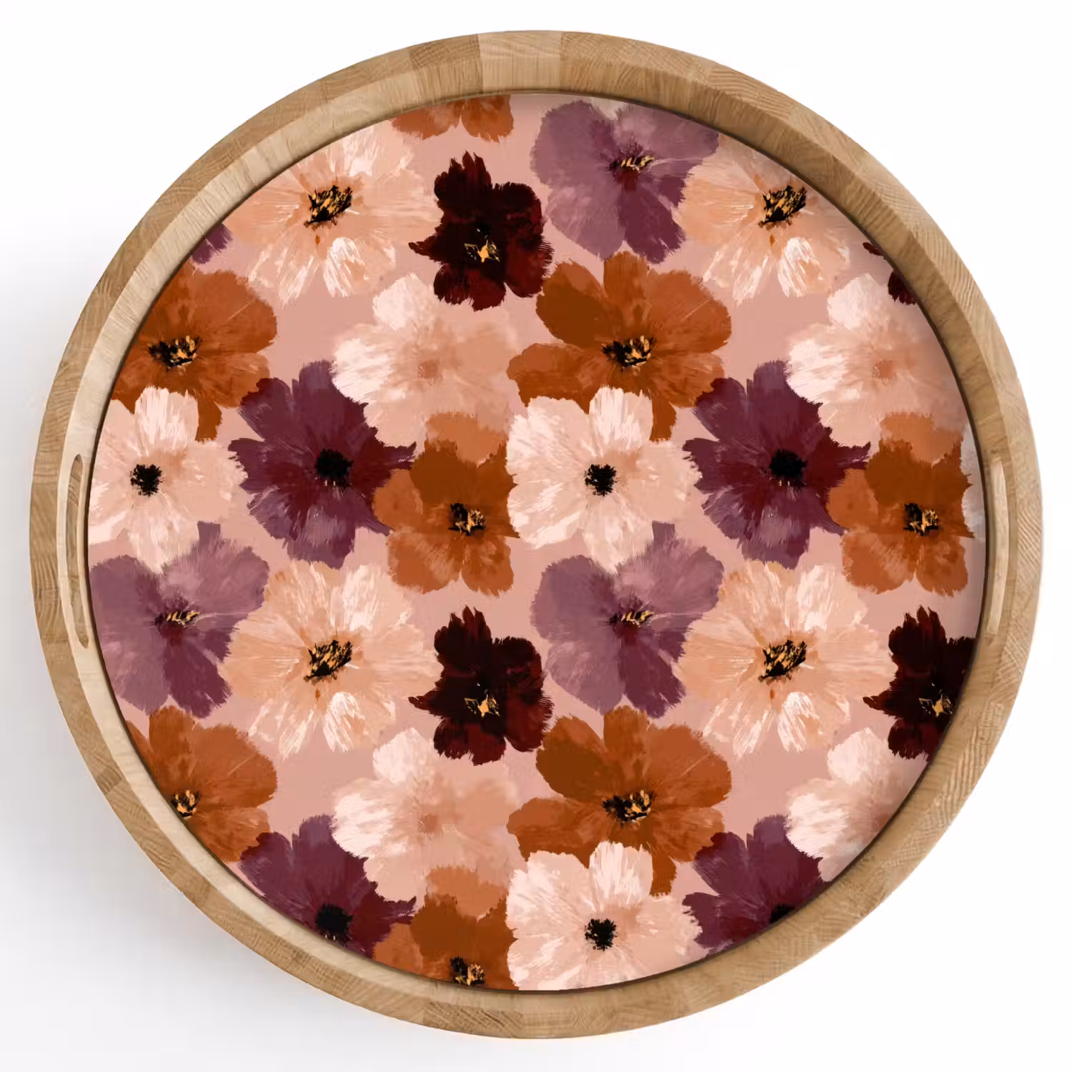 Bloemen - Abstract - Aardetinten Dienblad Rond middel 914 -z3d_shopping