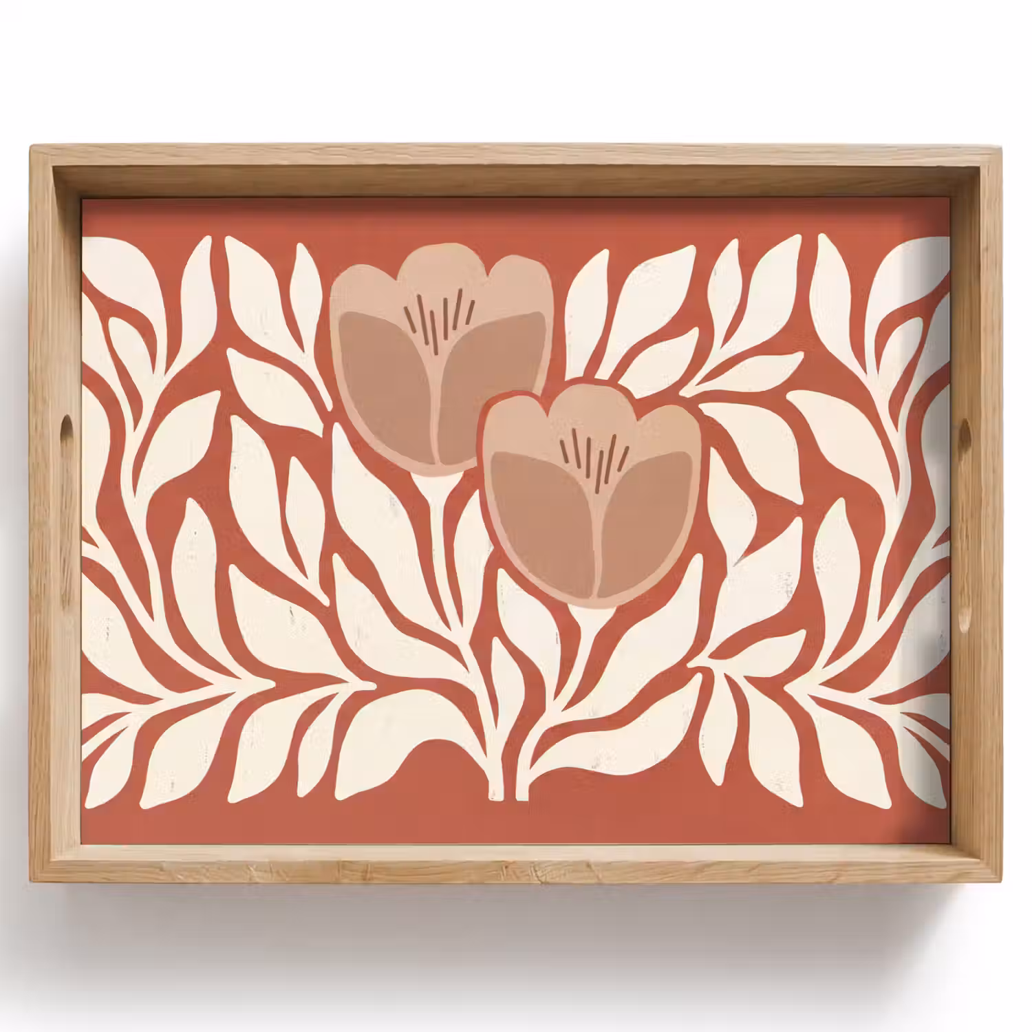 Bloemen - Abstract - Modern - Beige - Natuur Dienblad Rechthoek middel -z3d_shopping