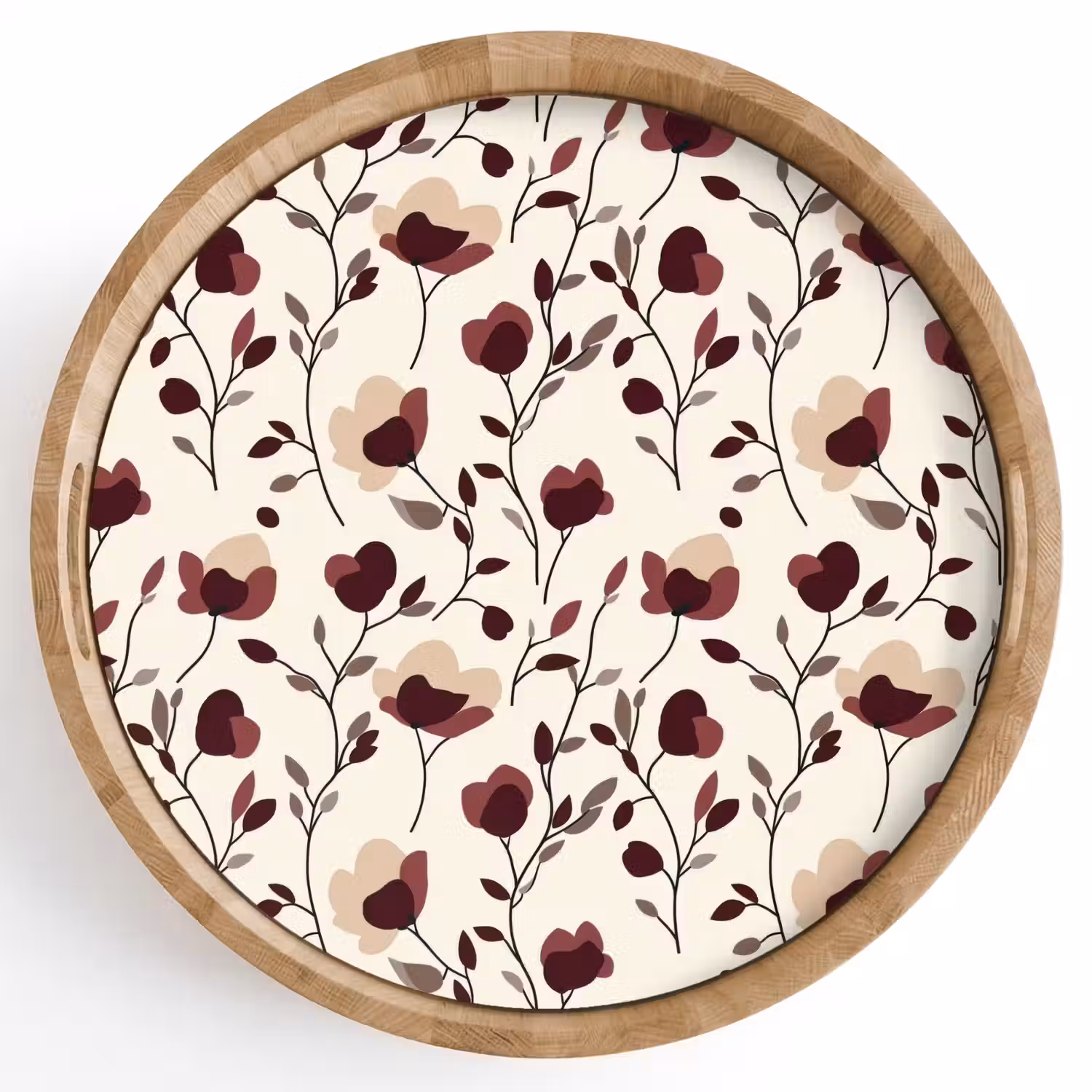 Bloemen - Botanisch - Bordeaux Dienblad Rond middel 914 -z3d_shopping