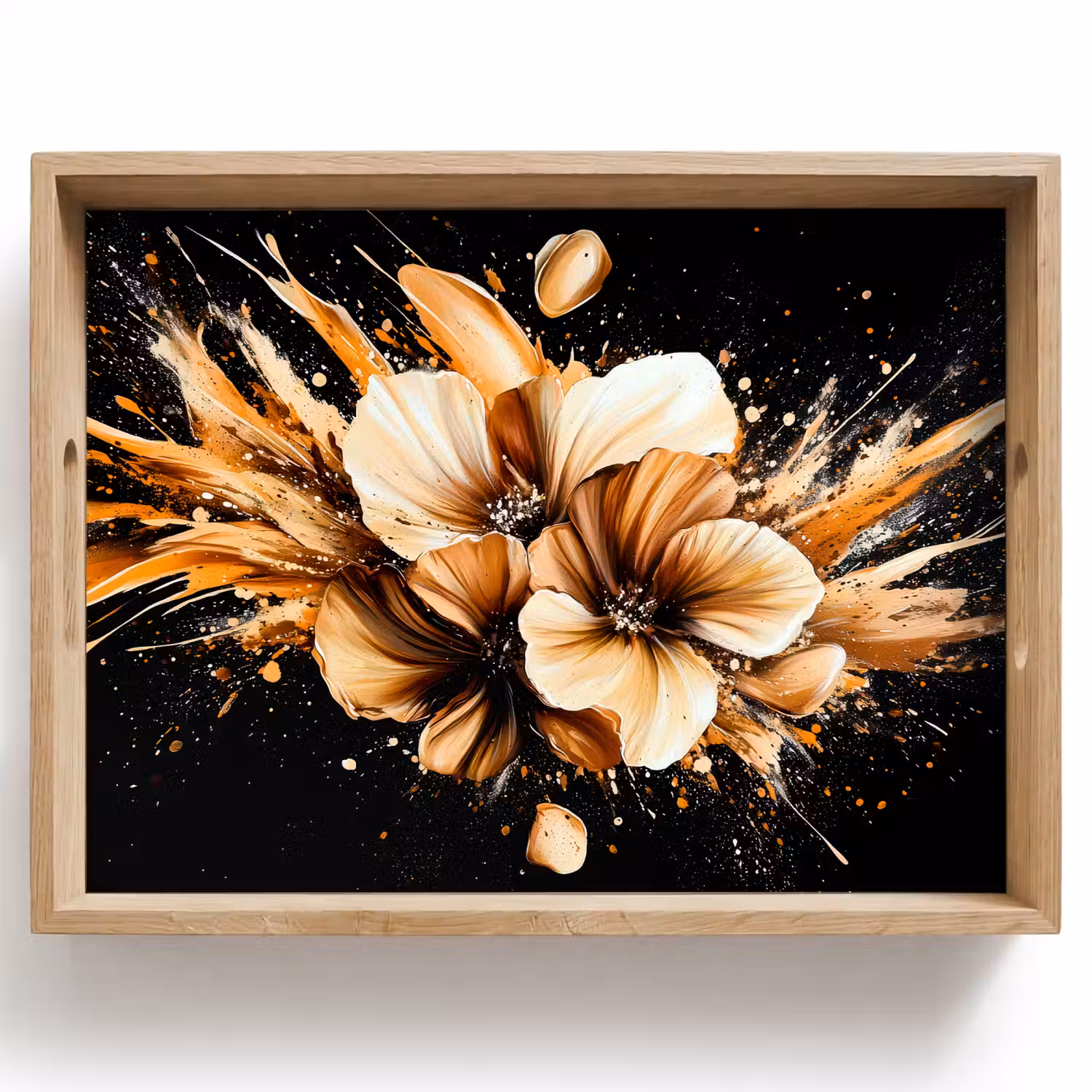 Bloemen - Goud - Graffiti - Zwart - Abstract Dienblad Rechthoek middel -z3d_shopping