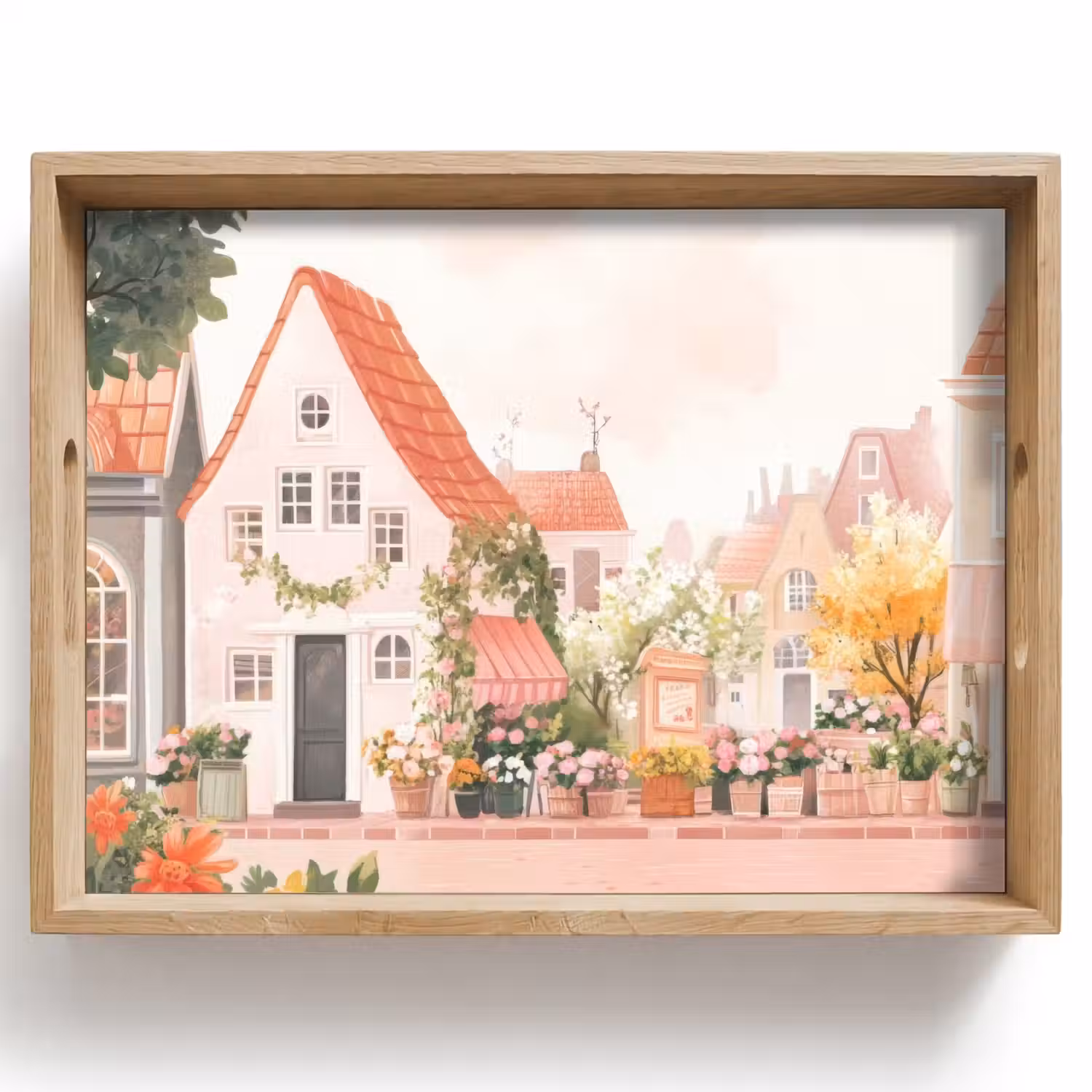 Bloemen - Huizen - Dorp Dienblad Rechthoek middel -z3d_shopping