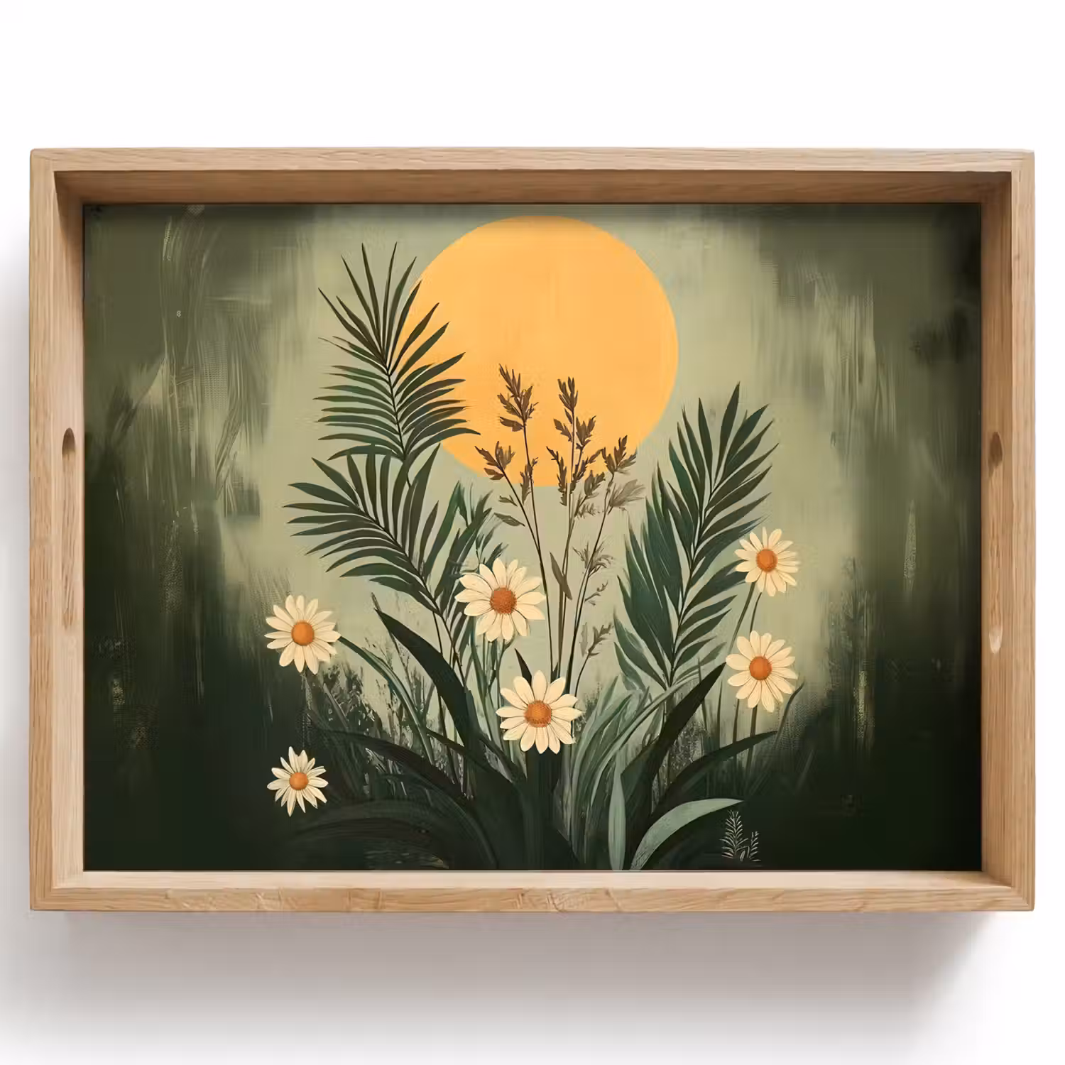 Bloemen - Bladeren - Zon - Groen Dienblad Rechthoek middel -z3d_shopping