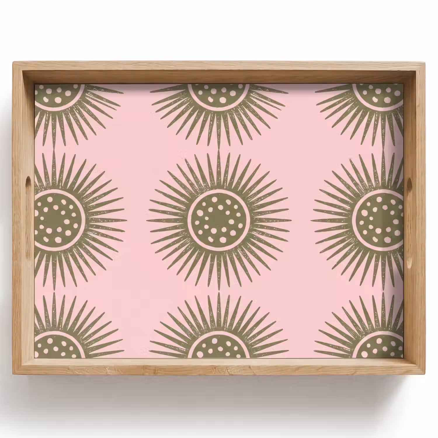 Bloemen - Patroon - Abstract - Roze - Groen Dienblad Rechthoek middel -z3d_shopping