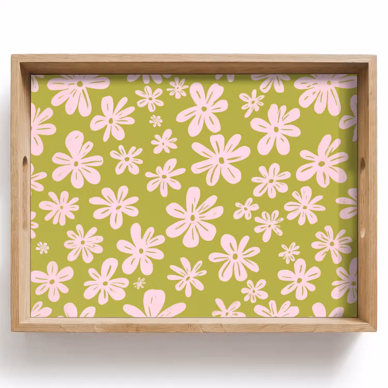 Bloemen - Roze - Getekend - Patroon Dienblad Rechthoek middel -z3d_shopping