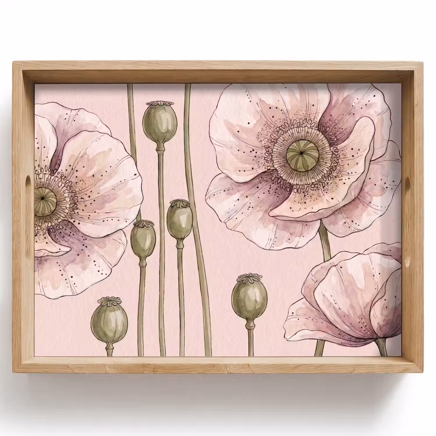 Bloemen - Zomer - Natuur - Aquarel - Roze Dienblad Rechthoek middel -z3d_shopping