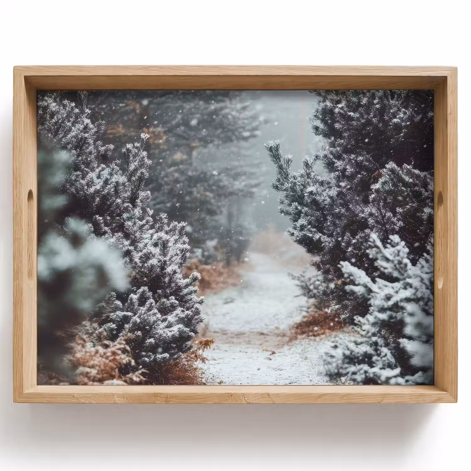 Bos - Winter - Bomen - Natuur - Pad - Sneeuw Dienblad Rechthoek middel -z3d_shopping