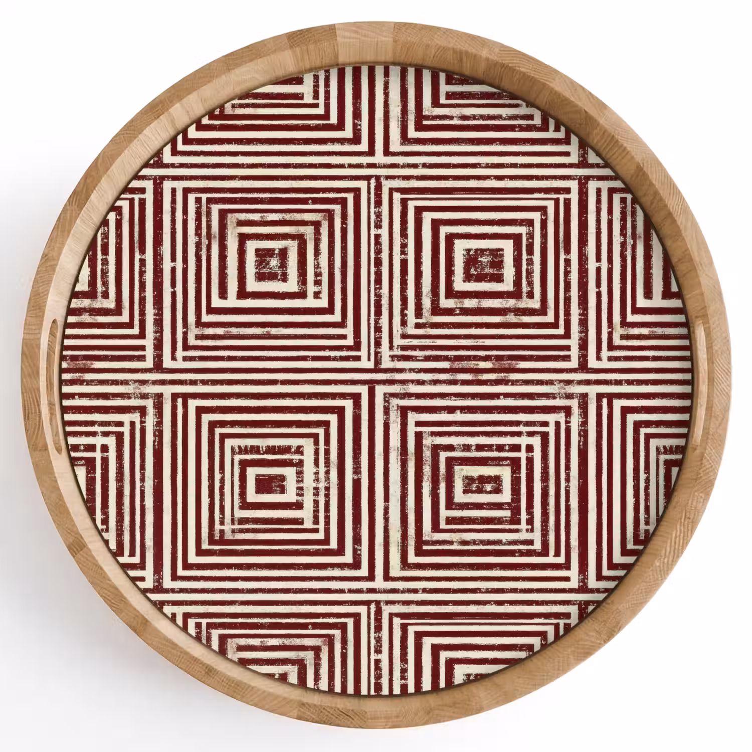 Geometrisch - Patroon - Rood Dienblad Rond middel 914 -z3d_shopping