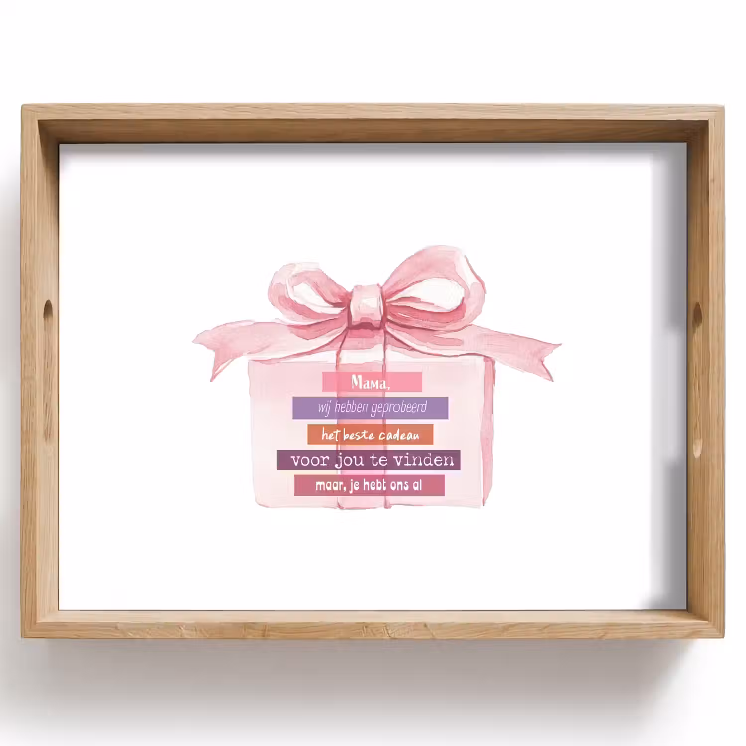 Cadeau - Strik - Tekst - Roze Dienblad Rechthoek middel -z3d_shopping