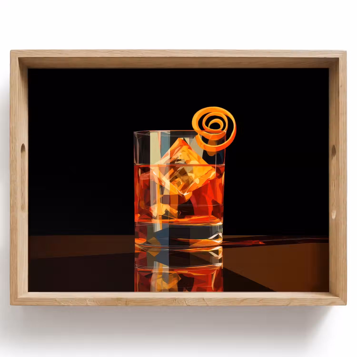 Glas - Ijsblokjes - Drinken - Bruin Dienblad Rechthoek middel -z3d_shopping