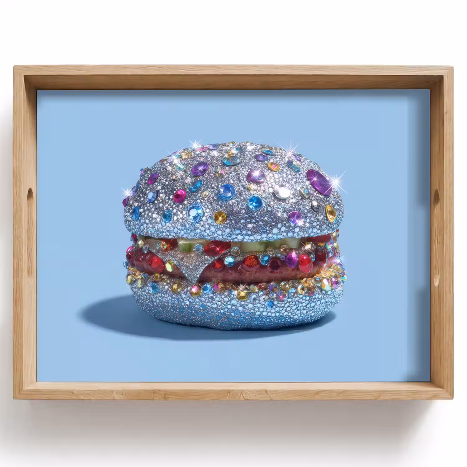 Glitters - Hamburger - Blauw Dienblad Rechthoek middel -z3d_shopping