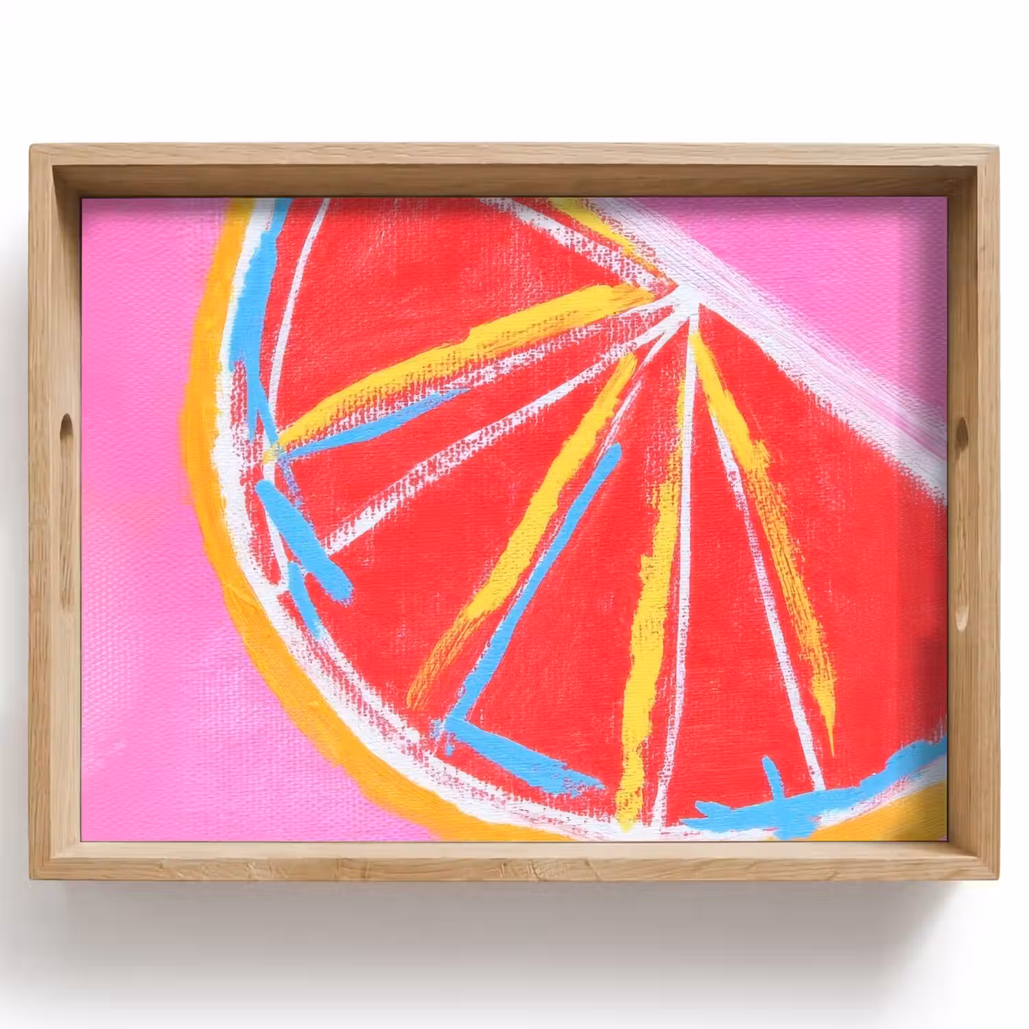 Grapefruit - Geschilderd - Roze - Strepen Dienblad Rechthoek middel -z3d_shopping