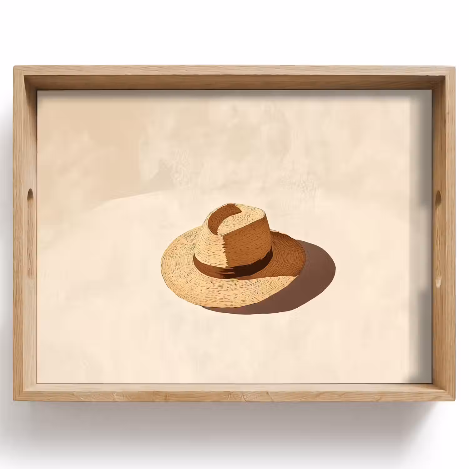 Hoed - Minimalistisch - Schaduw - Beige Dienblad Rechthoek middel -z3d_shopping
