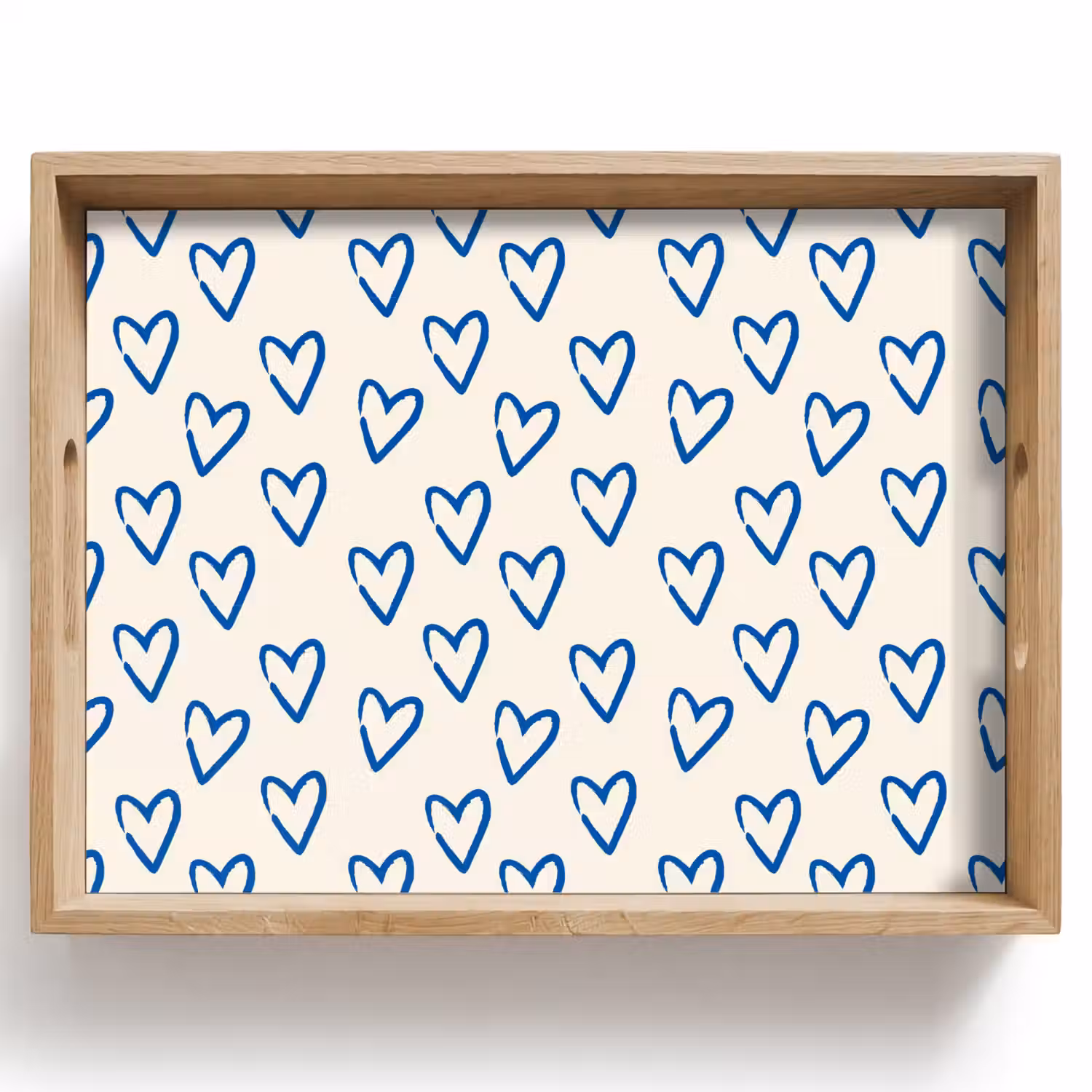 Hartjes patroon - Blauw - Beige - Liefde Dienblad Rechthoek middel -z3d_shopping