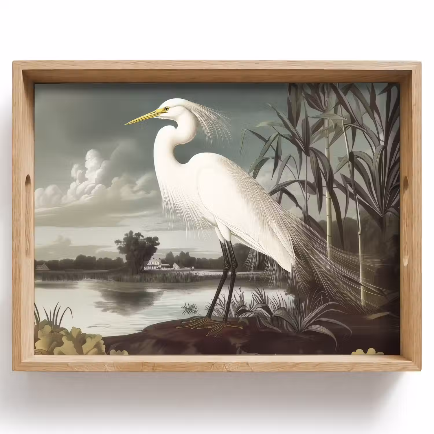 Reiger - Planten - Wolken - Wit Dienblad Rechthoek middel -z3d_shopping