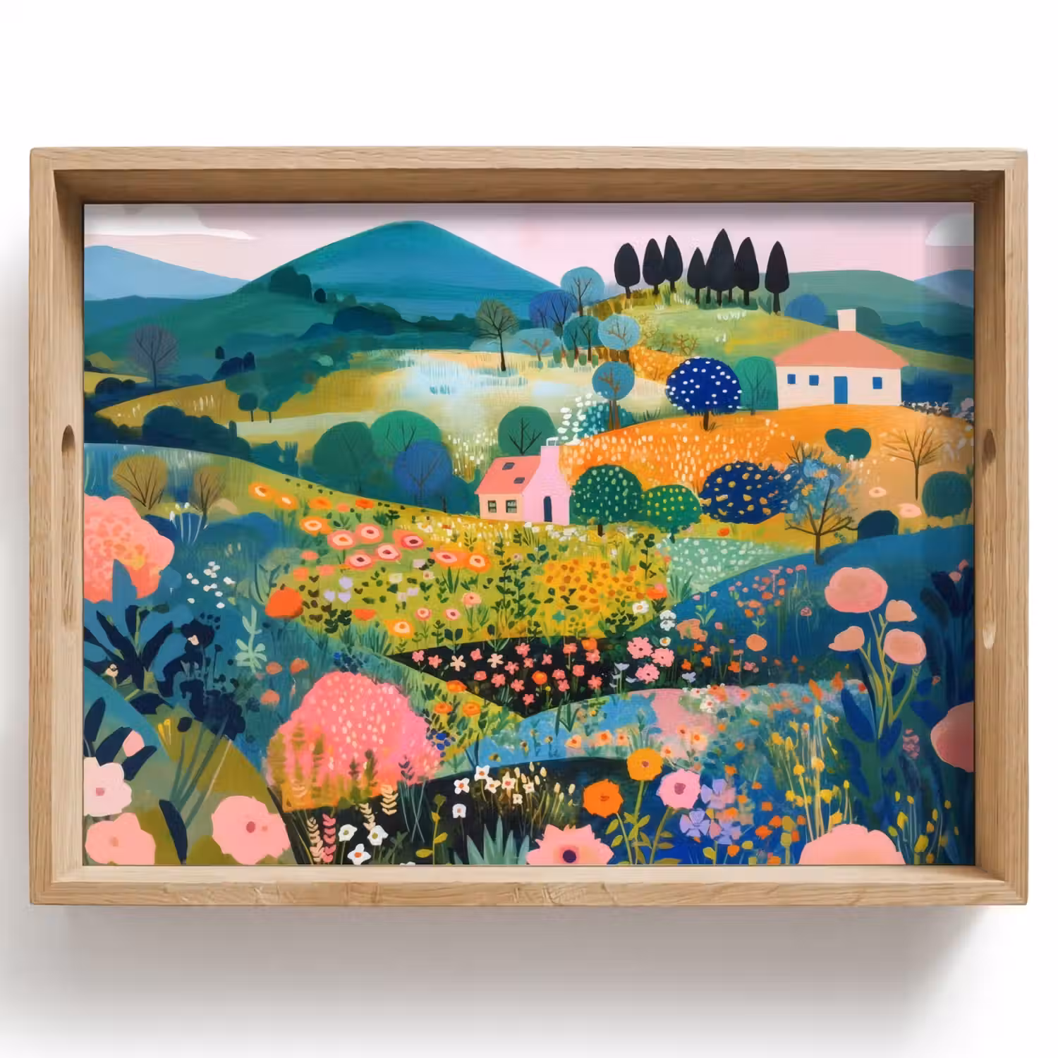 Heuvellandschap - Fantasierijk - Kleurcontrasten Dienblad Rechthoek middel -z3d_shopping