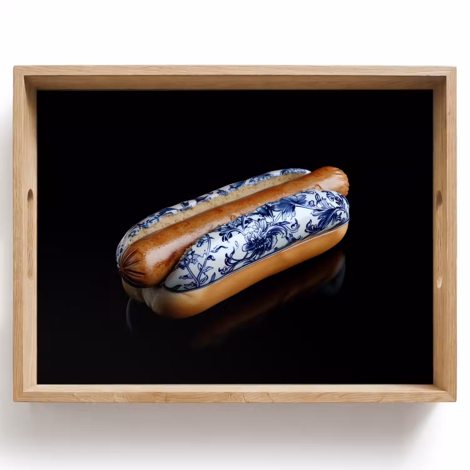 Hotdog - Porselein - Delfts blauw - Eten Dienblad Rechthoek middel -z3d_shopping