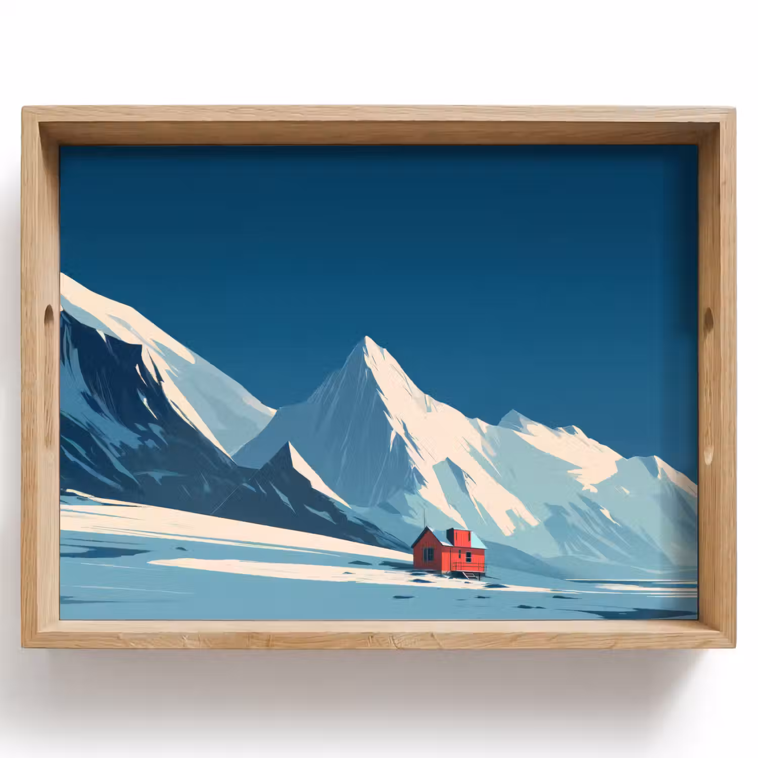Huis - Berglandschap - Sneeuw Dienblad Rechthoek middel -z3d_shopping