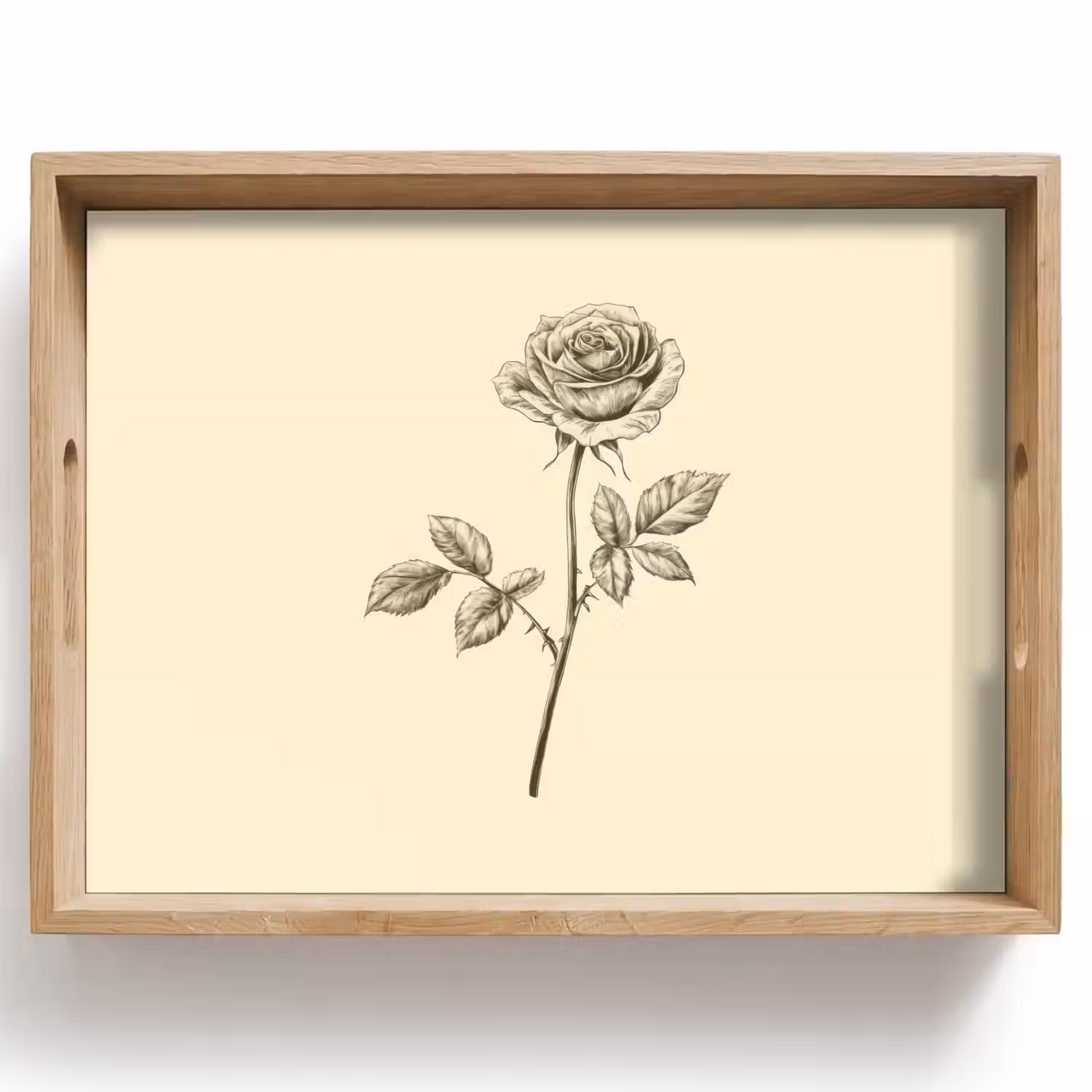 Illustratie - Zwart - Roos Dienblad Rechthoek middel -z3d_shopping