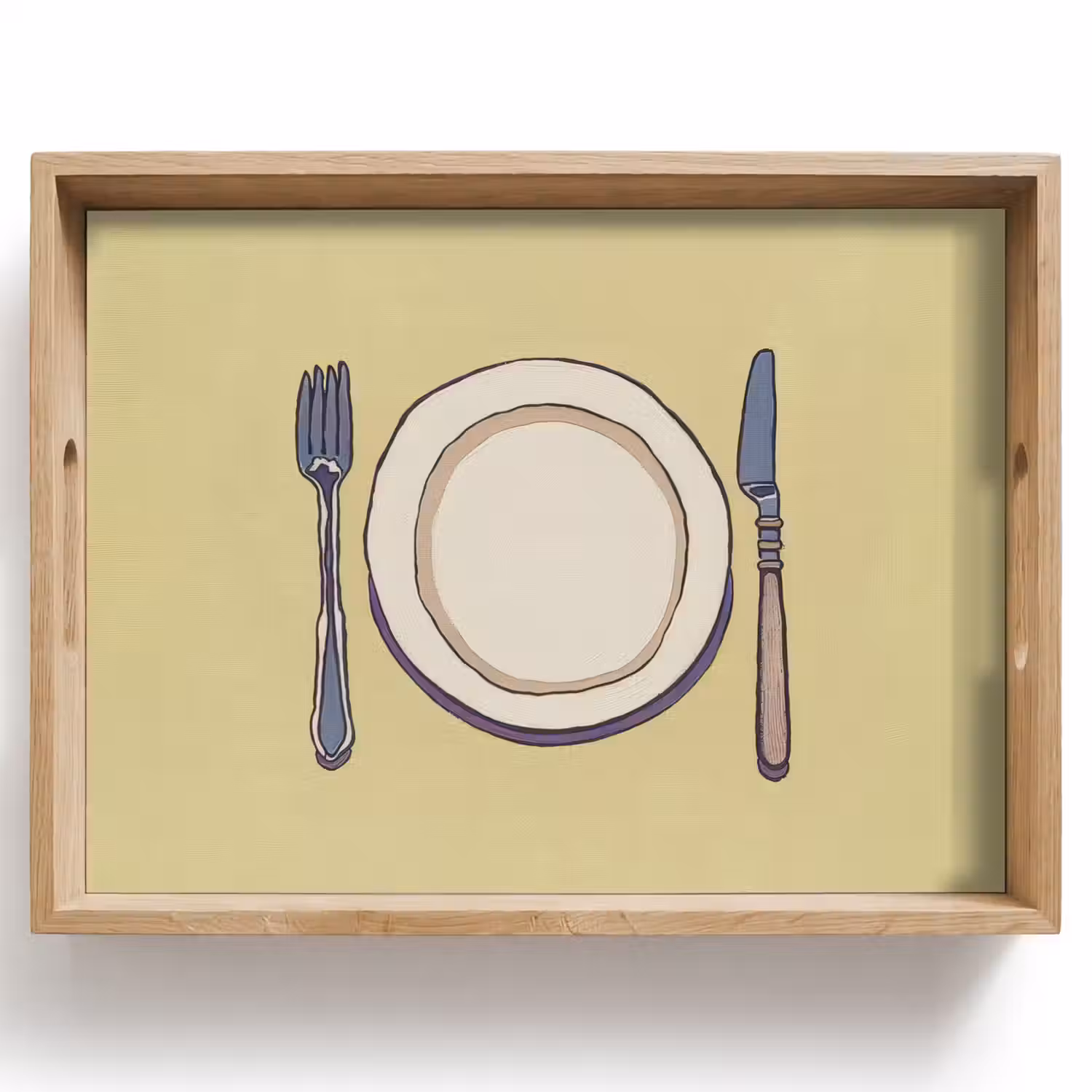 Illustratie - Bord - Bestek - Beige Dienblad Rechthoek middel -z3d_shopping