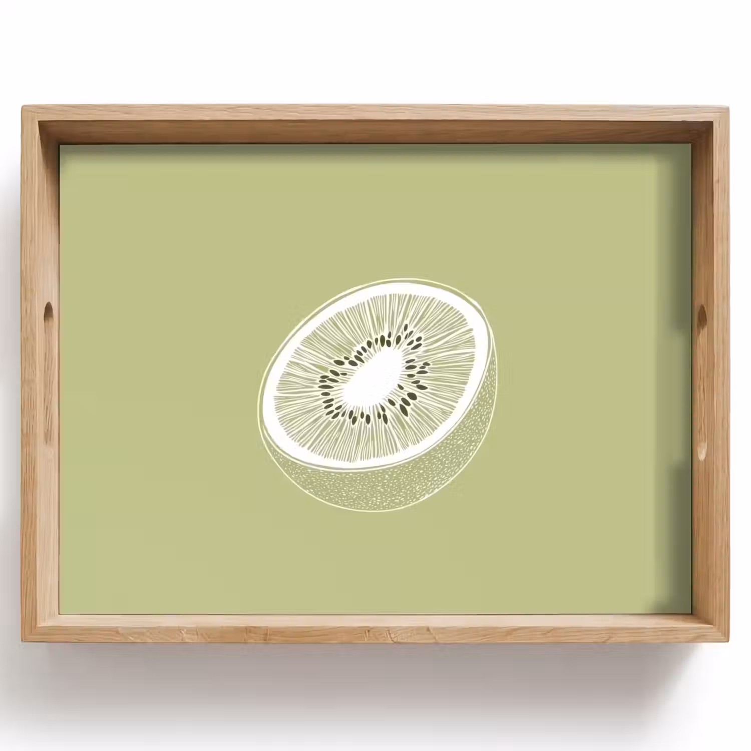 Kiwi - Lijntekening - Minimalistisch - Groen Dienblad Rechthoek middel -z3d_shopping