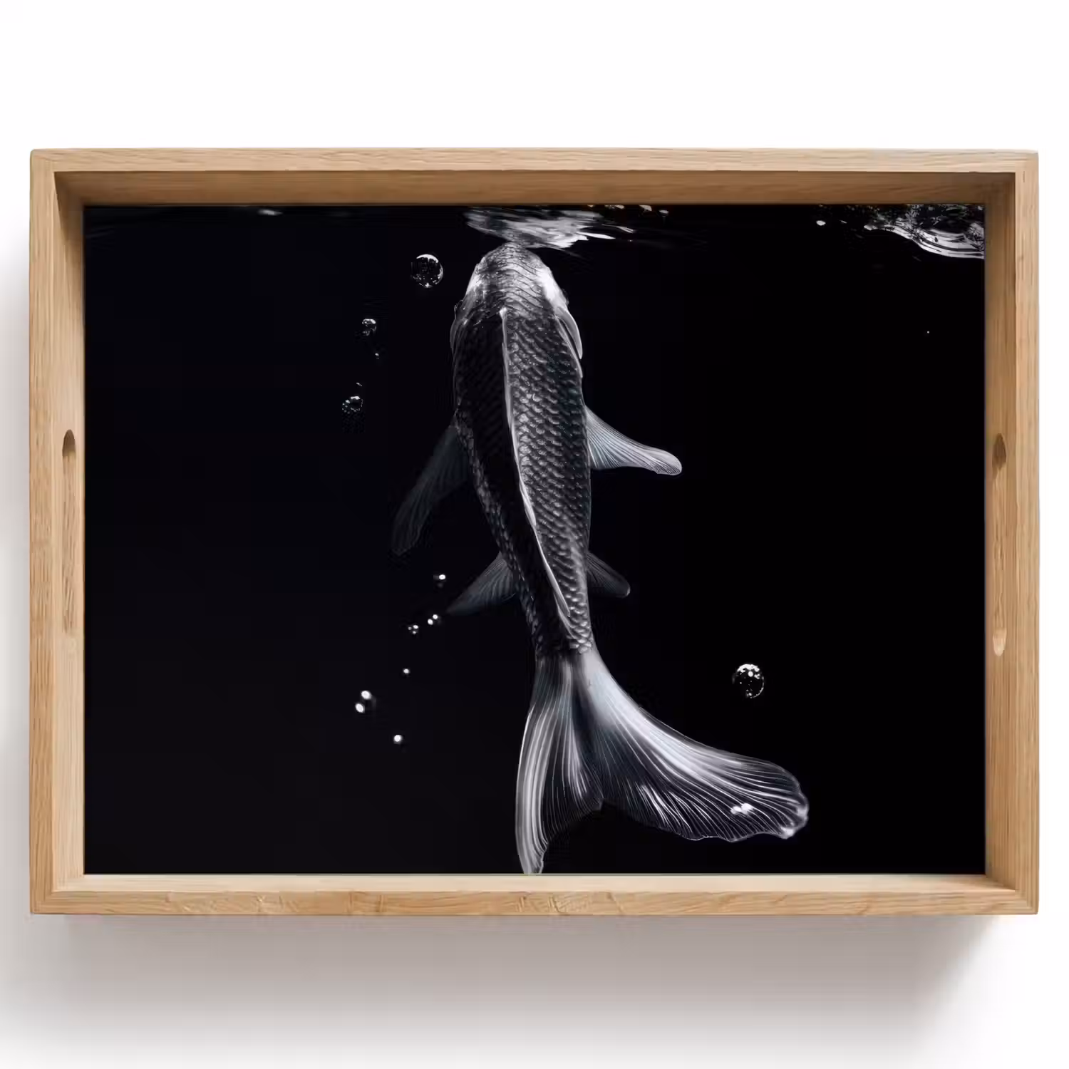 Koi - Vissen - Water - Zwart Dienblad Rechthoek middel -z3d_shopping