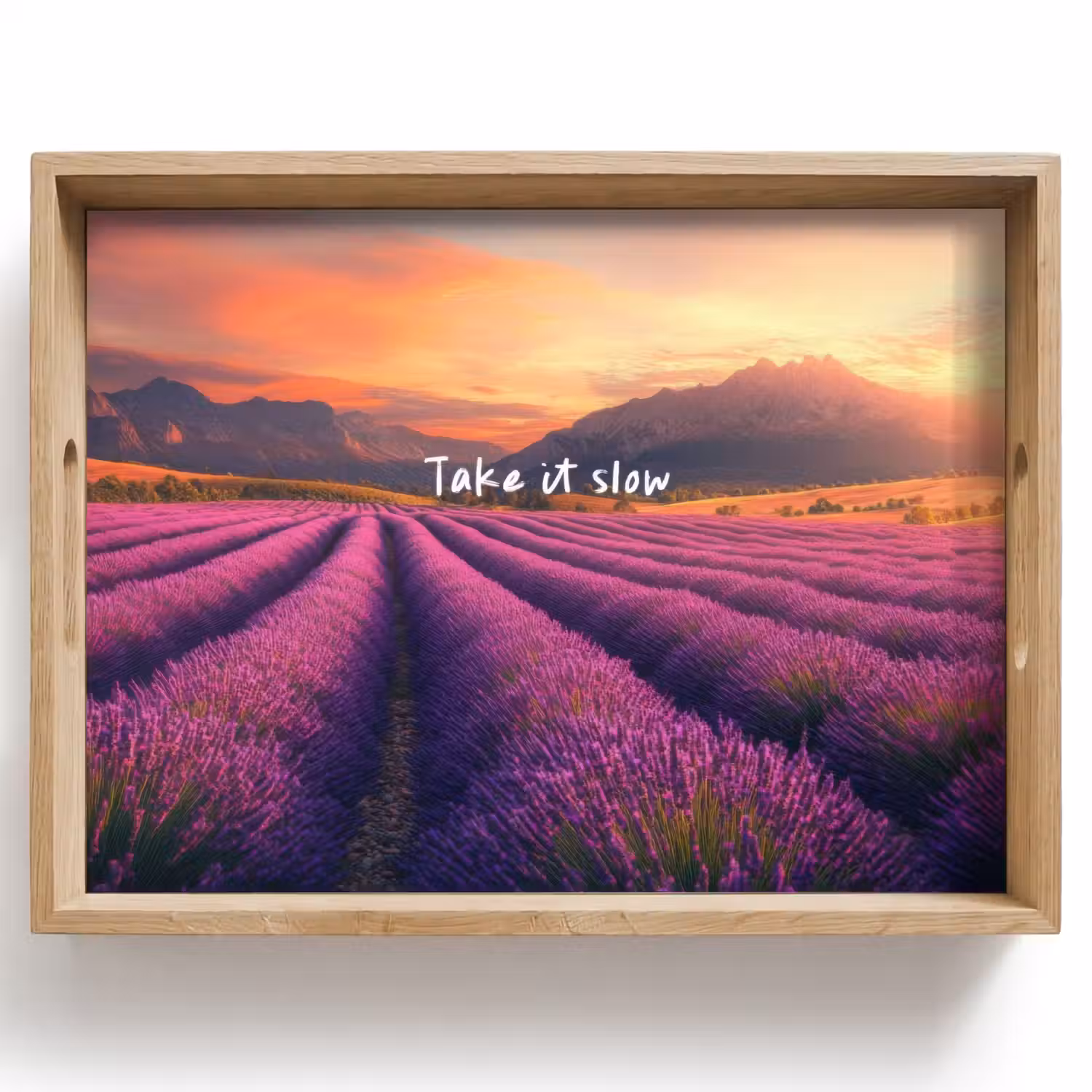 Lavendelveld - Quote - Zonsondergang Dienblad Rechthoek middel -z3d_shopping