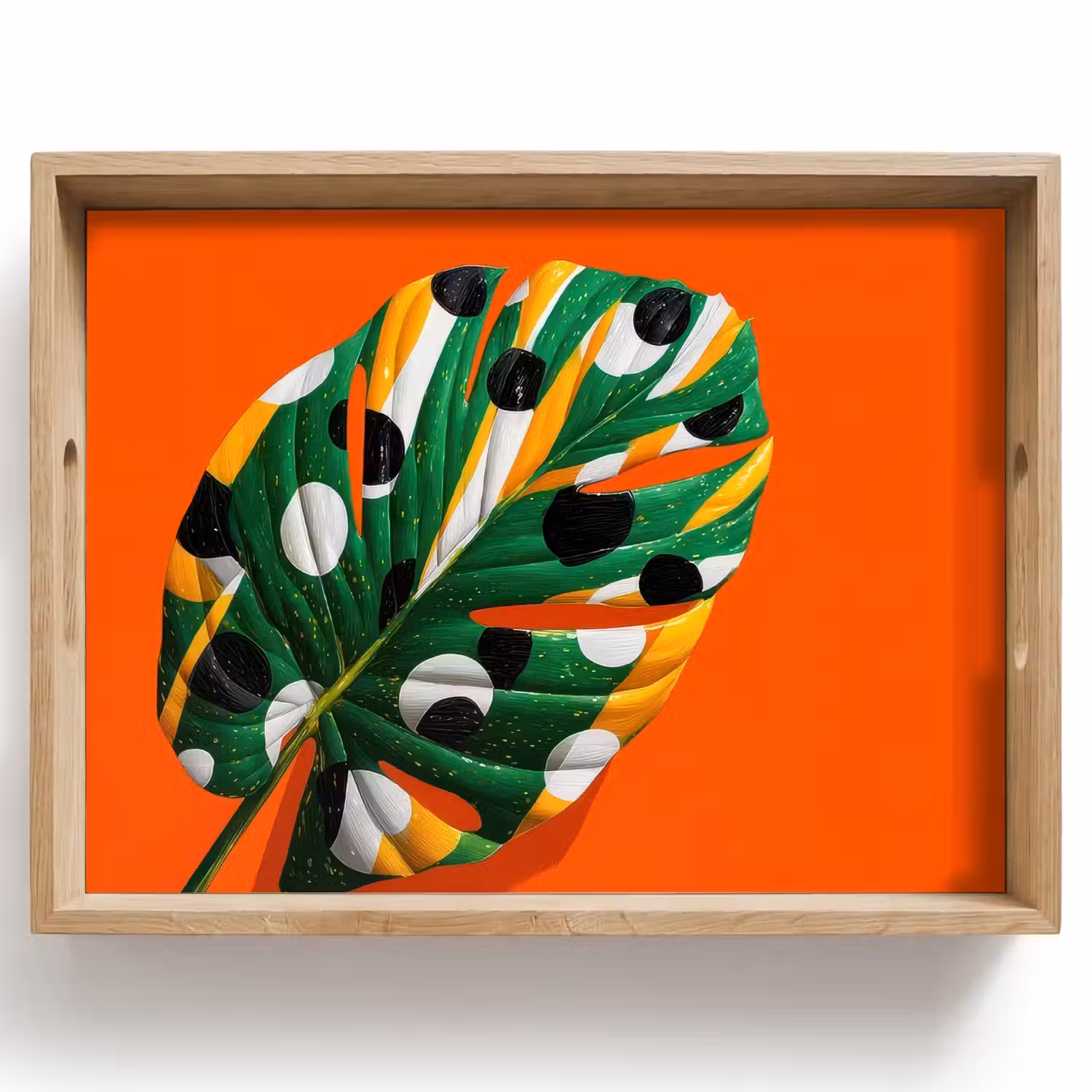 Blad - Oranje - Stippen - Kleurrijk Dienblad Rechthoek middel -z3d_shopping