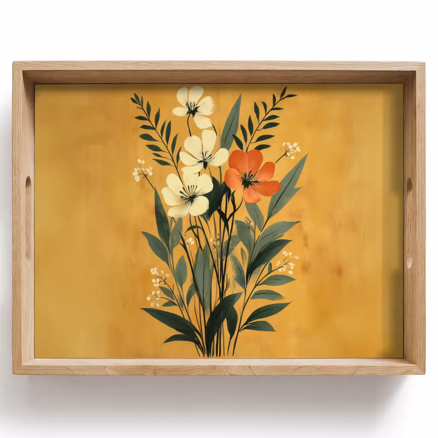 Bladeren - Boeket - Bloemen - Geel Dienblad Rechthoek middel -z3d_shopping
