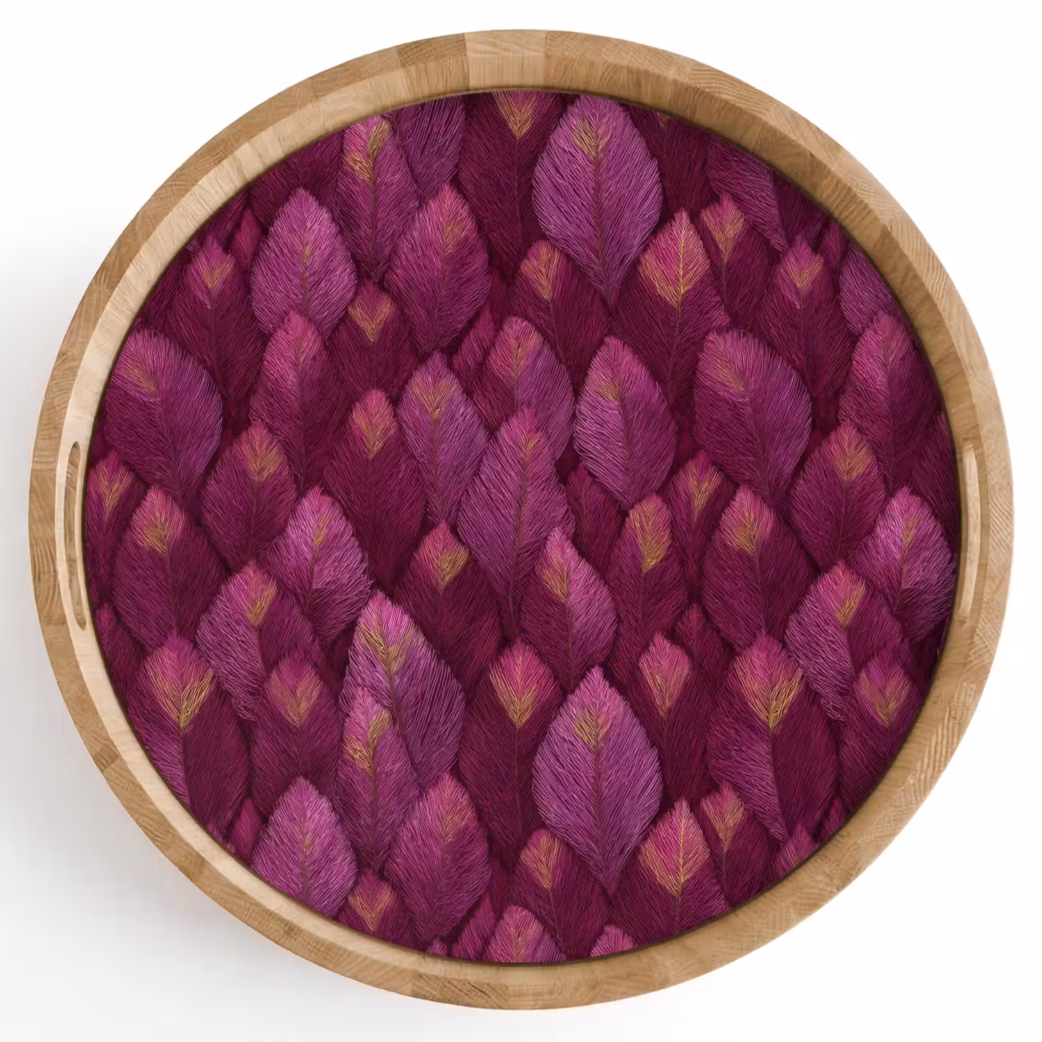 Bladeren - Patroon - Burgundy Dienblad Rond middel 914 -z3d_shopping