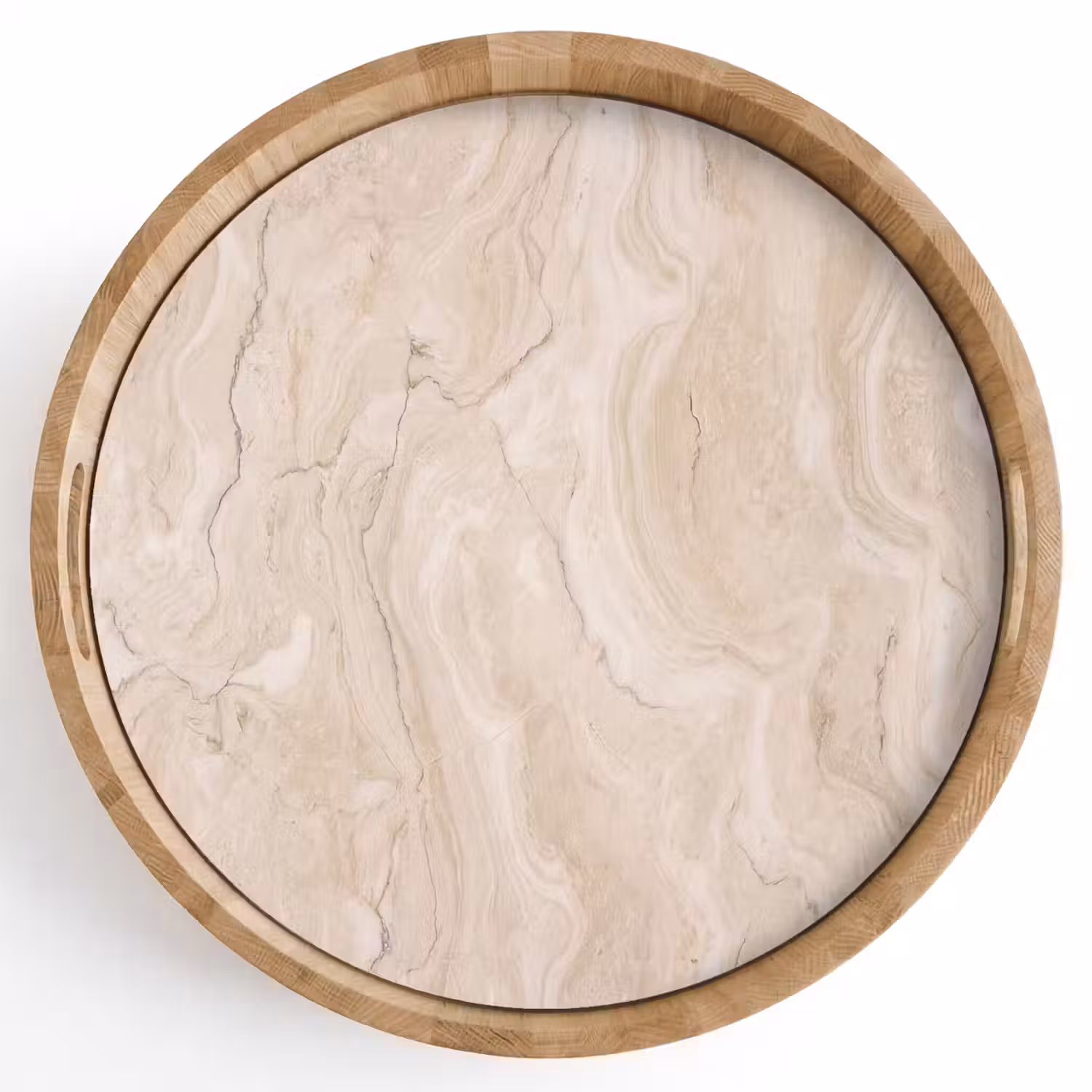 Marmer - Patroon - Beige - Steen - Abstract Dienblad Rond middel -z3d_shopping
