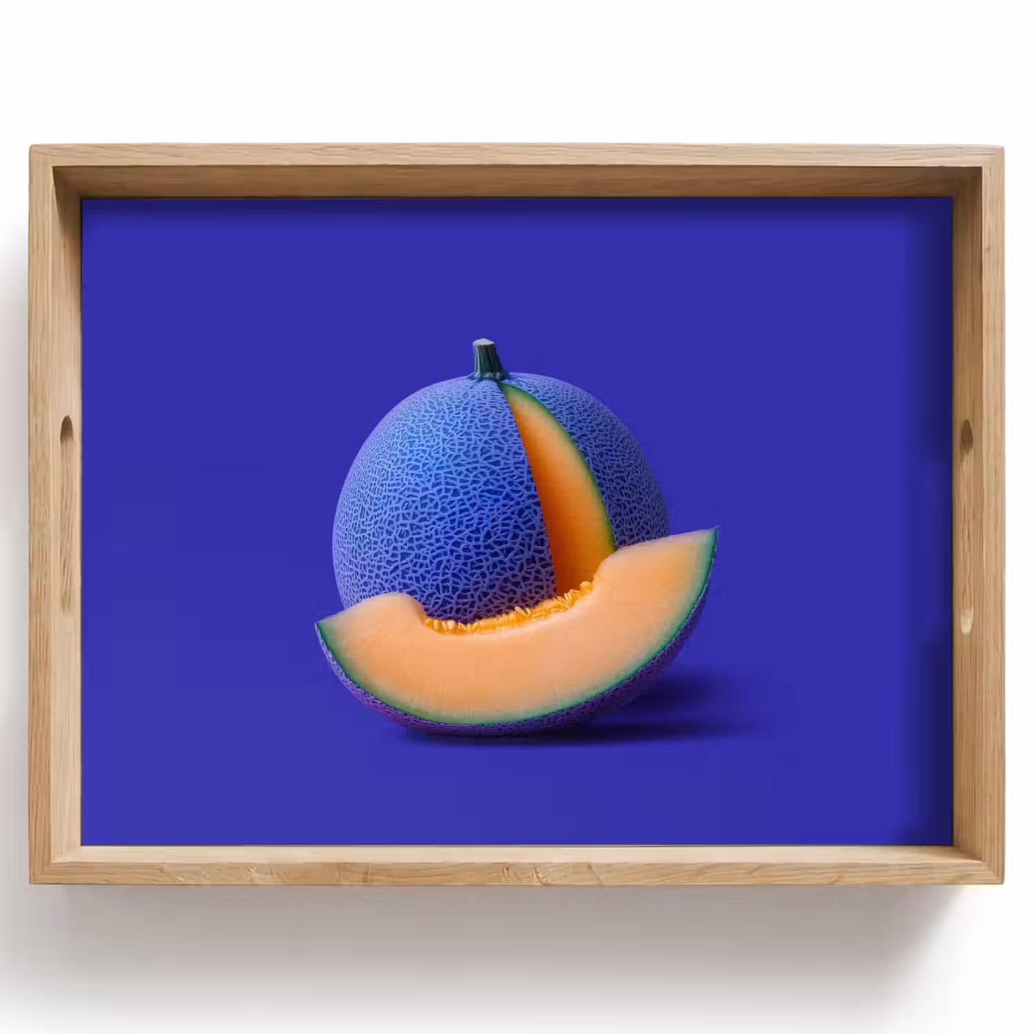 Meloen - Blauw - Oranje - Kunstzinnig Dienblad Rechthoek middel -z3d_shopping