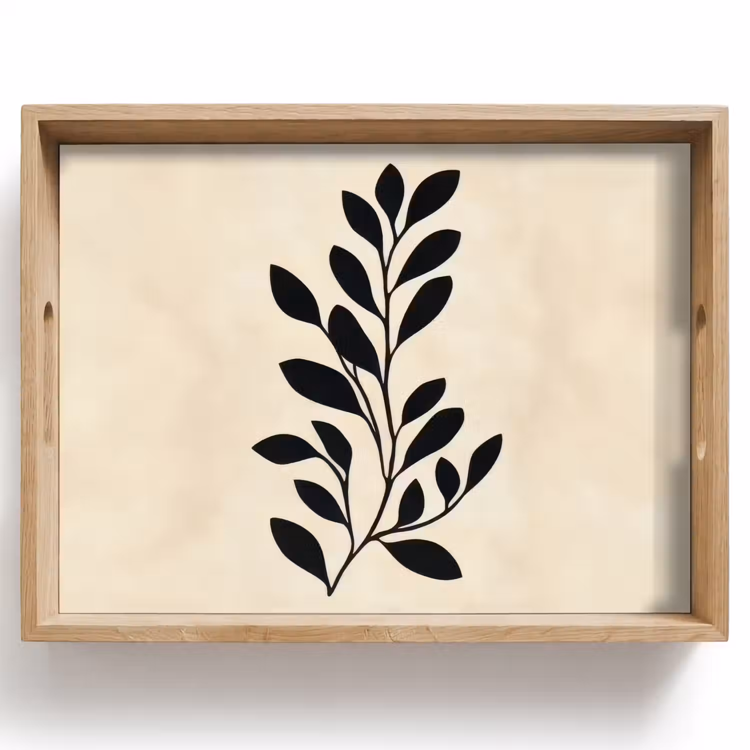 Minimalistisch - Tak - Bladeren - Zwart Dienblad Rechthoek middel -z3d_shopping