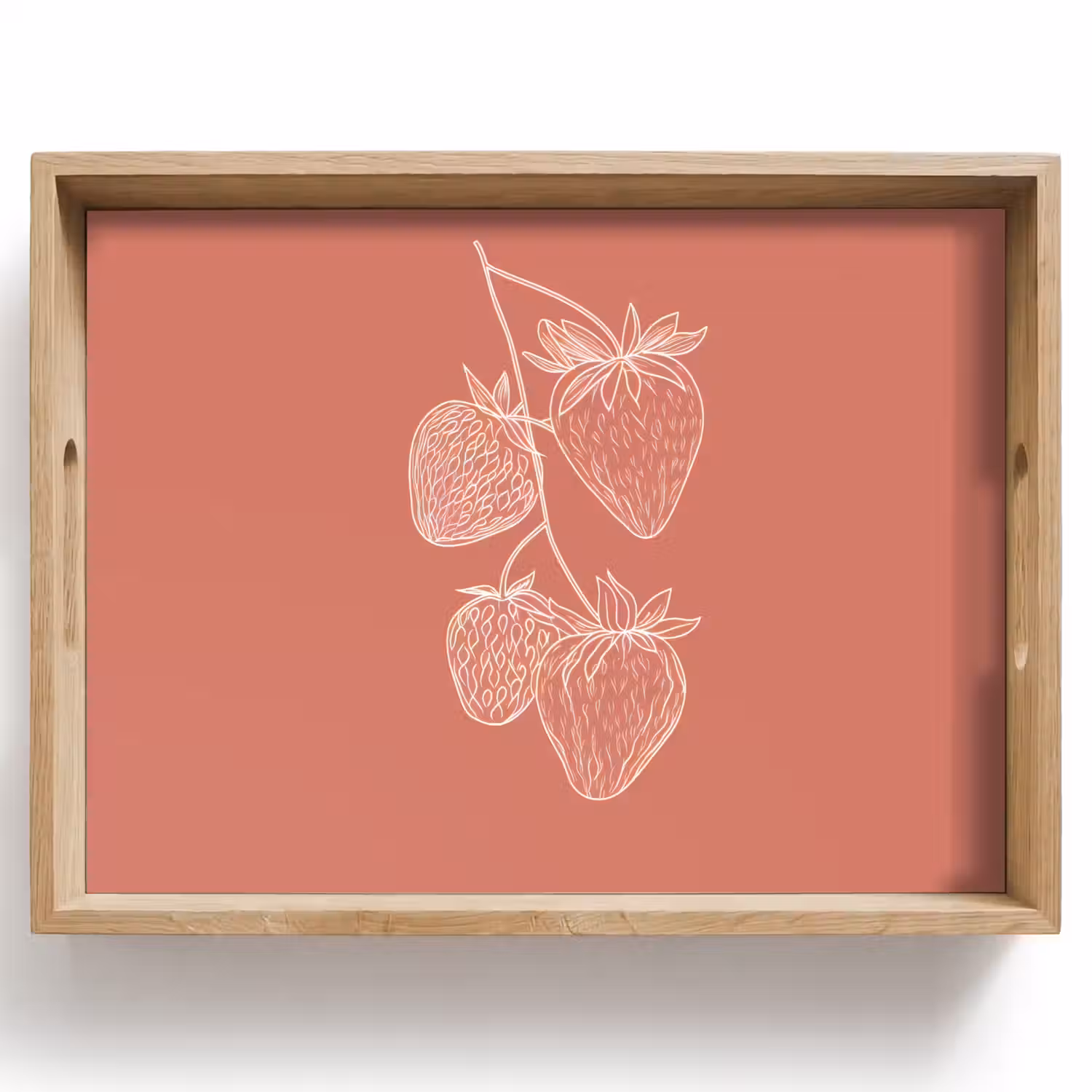 Minimalistisch - Illustratie - Aardbei - Tak Dienblad Rechthoek middel -z3d_shopping