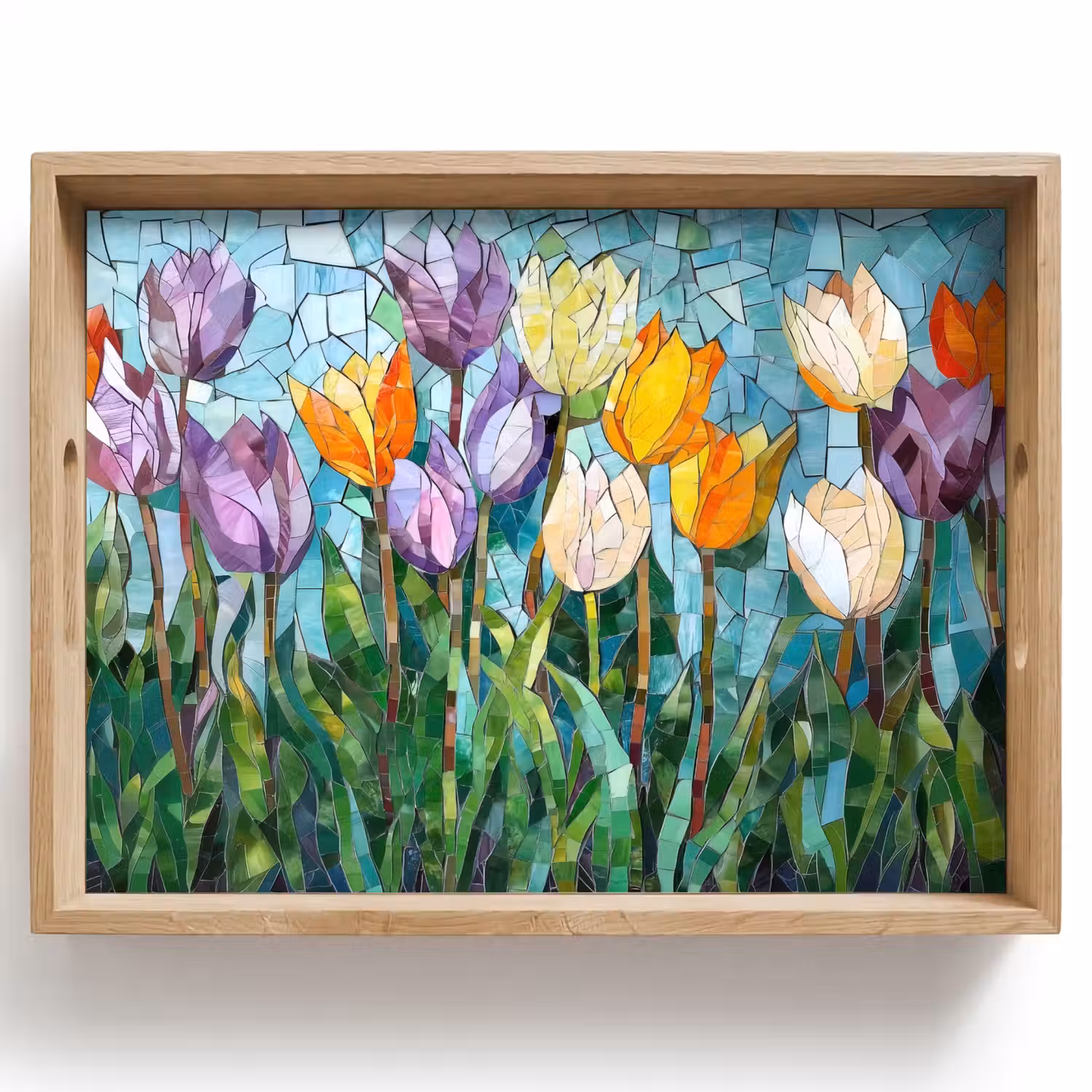 Mozaïek - Veld - Tulpen - Kleurrijk Dienblad Rechthoek middel -z3d_shopping