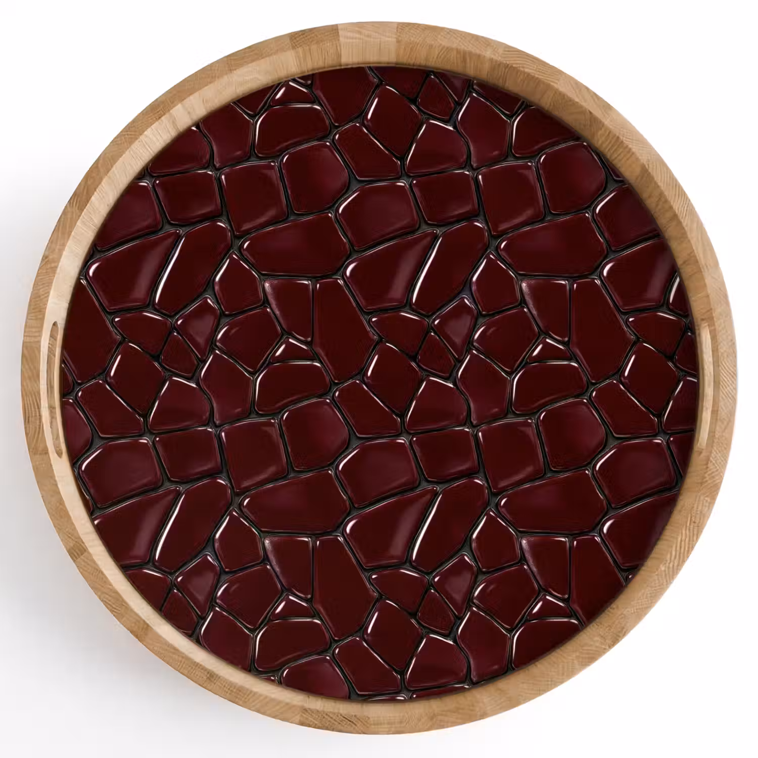 Mozaïek - Tegel - Bordeauxrood Dienblad Rond middel 914 -z3d_shopping