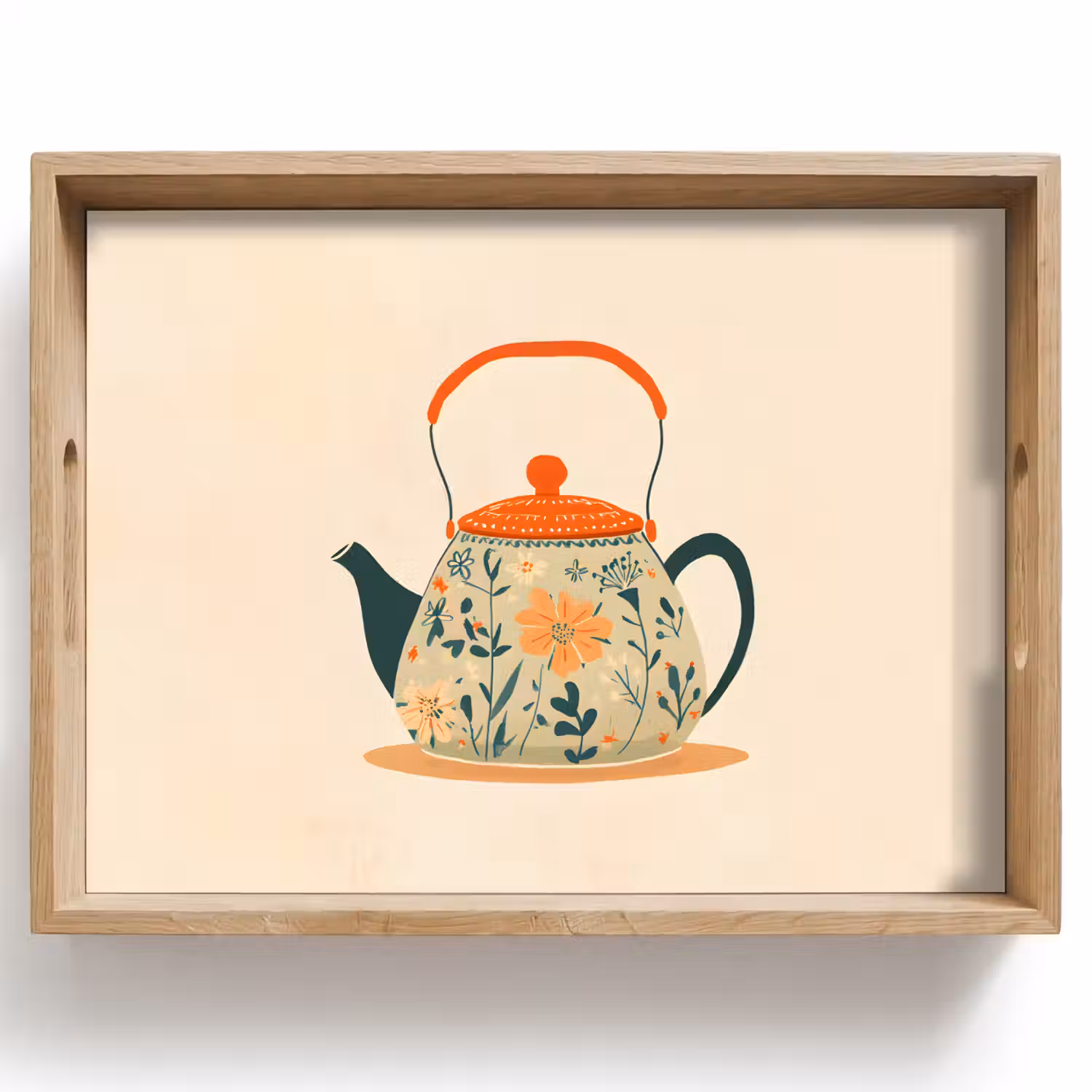 Oranje - Theepot - Bloemen - Bladeren Dienblad Rechthoek middel -z3d_shopping