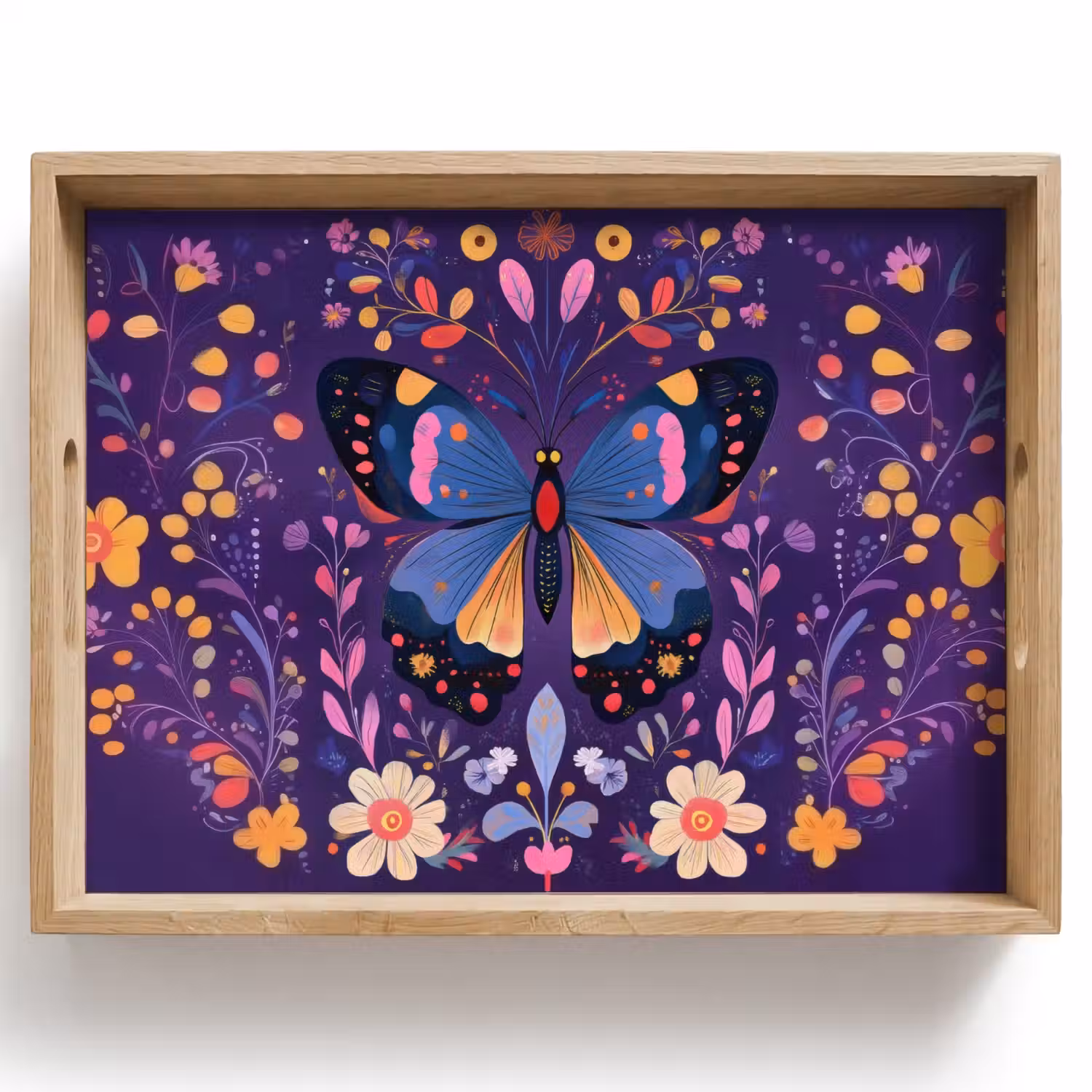Sierlijk - Bloemen - Vlinder - Paars Dienblad Rechthoek middel -z3d_shopping