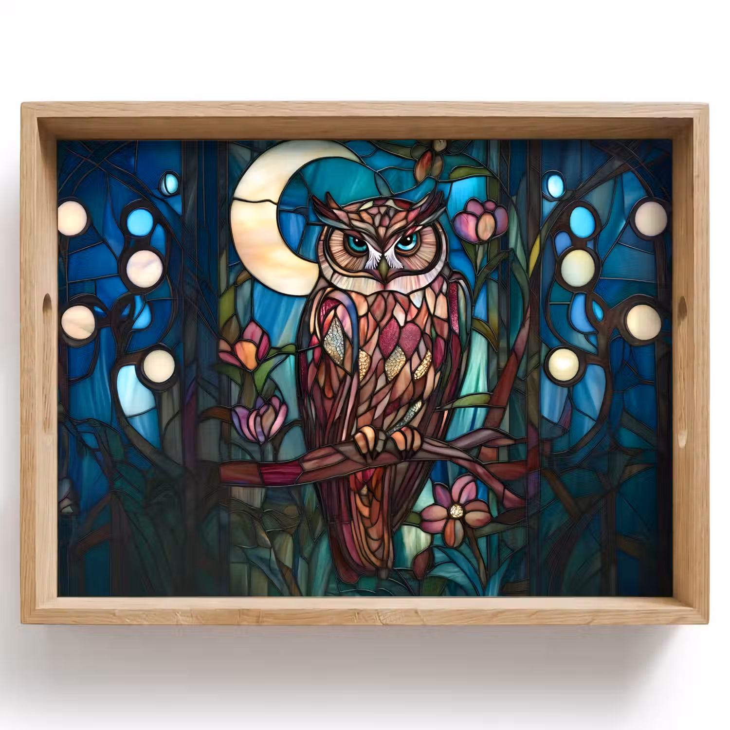 Uil - Mozaïek - Maan - Nacht Dienblad Rechthoek middel -z3d_shopping