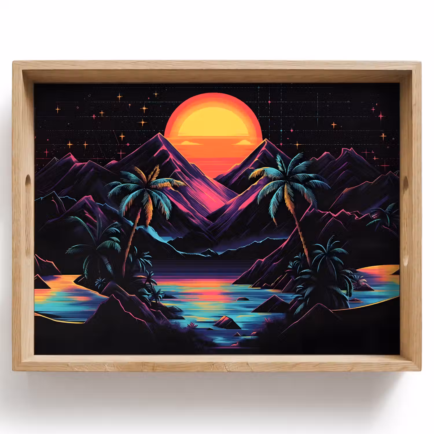 Palmbomen - Neonbergen - Sterrenhemel - Zon Dienblad Rechthoek middel -z3d_shopping