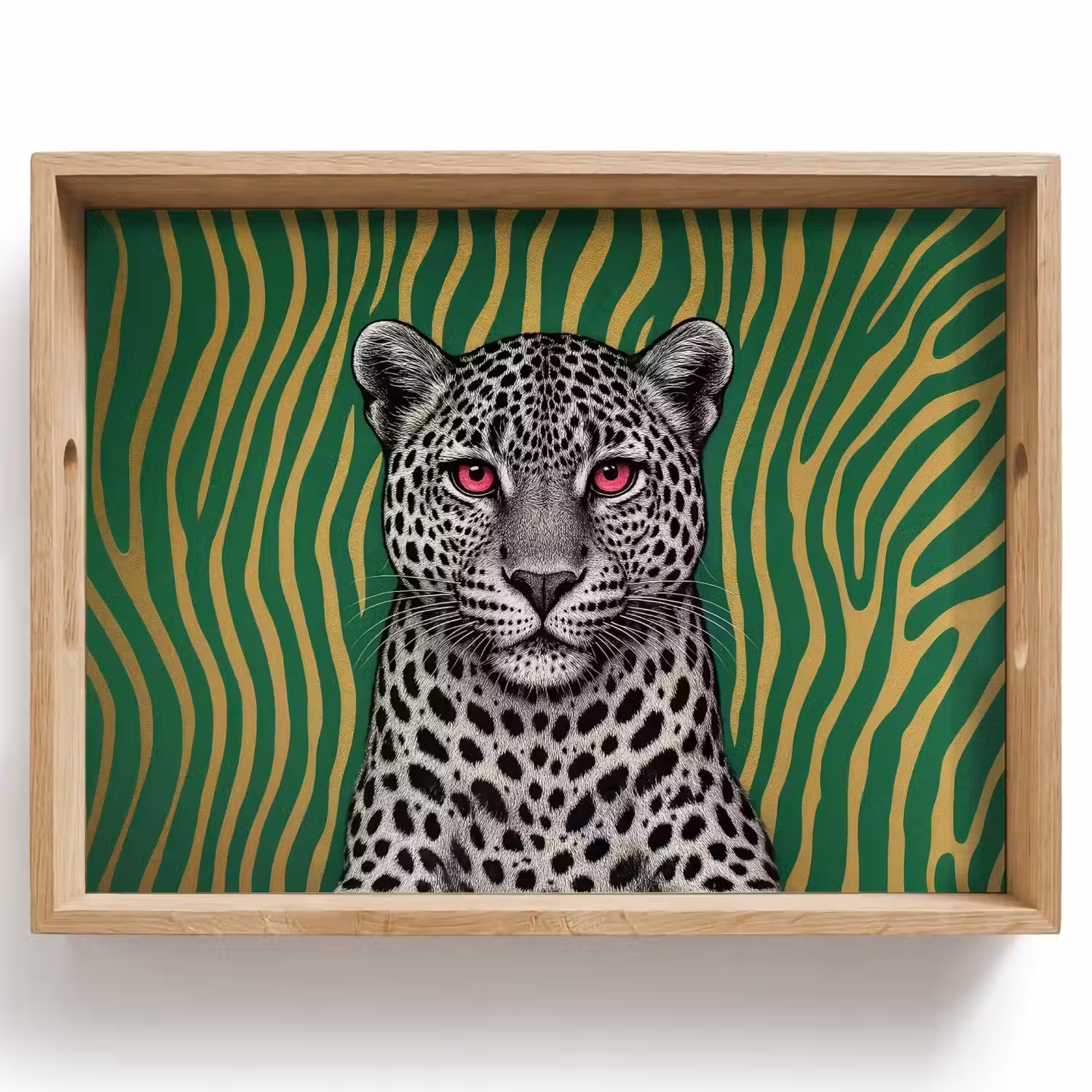 Panter - Zebrapatroon - Groen Dienblad Rechthoek middel -z3d_shopping
