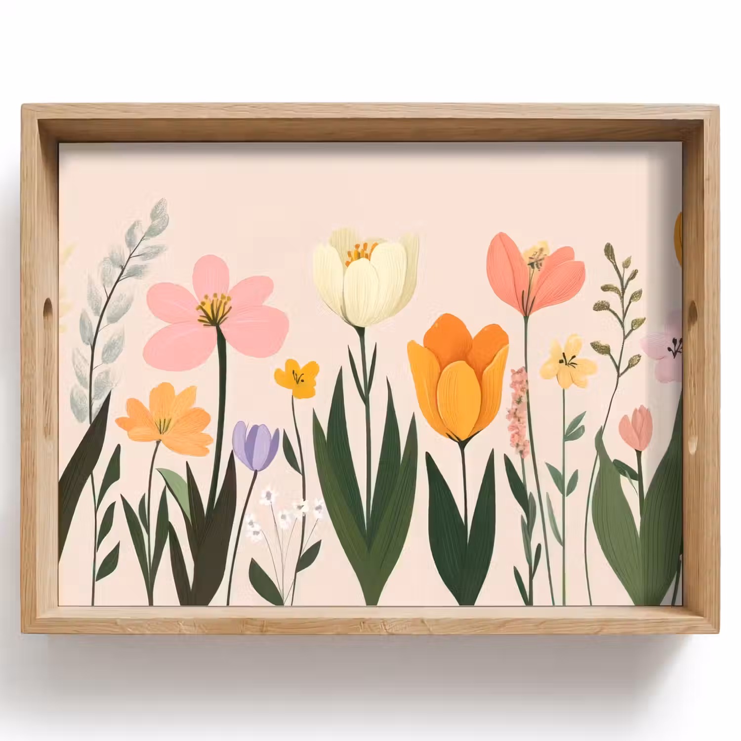 Pasteltinten - Bloemen - Illustratie Dienblad Rechthoek middel -z3d_shopping