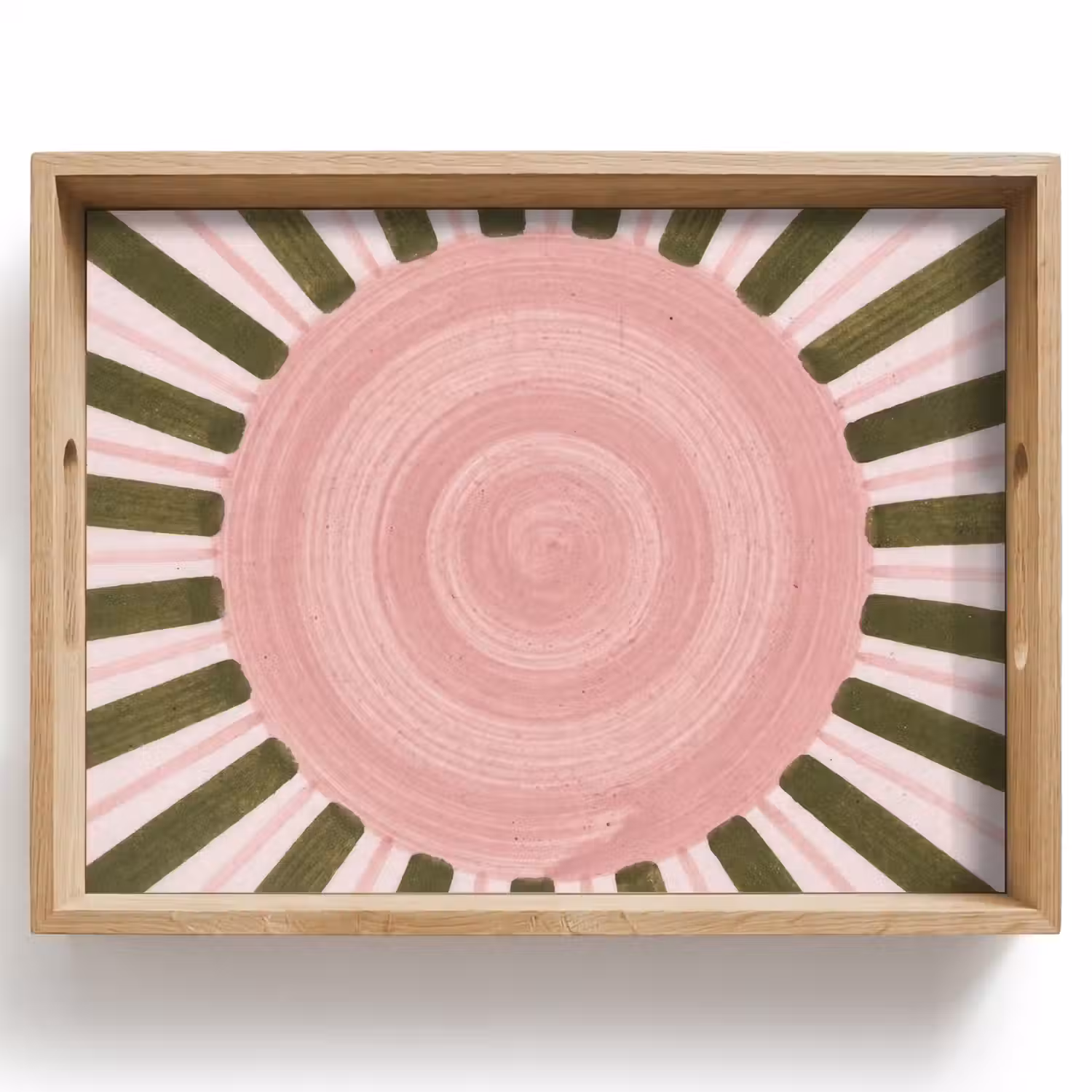 Patroon - Cirkel - Stralen - Abstract - Roze Dienblad Rechthoek middel -z3d_shopping