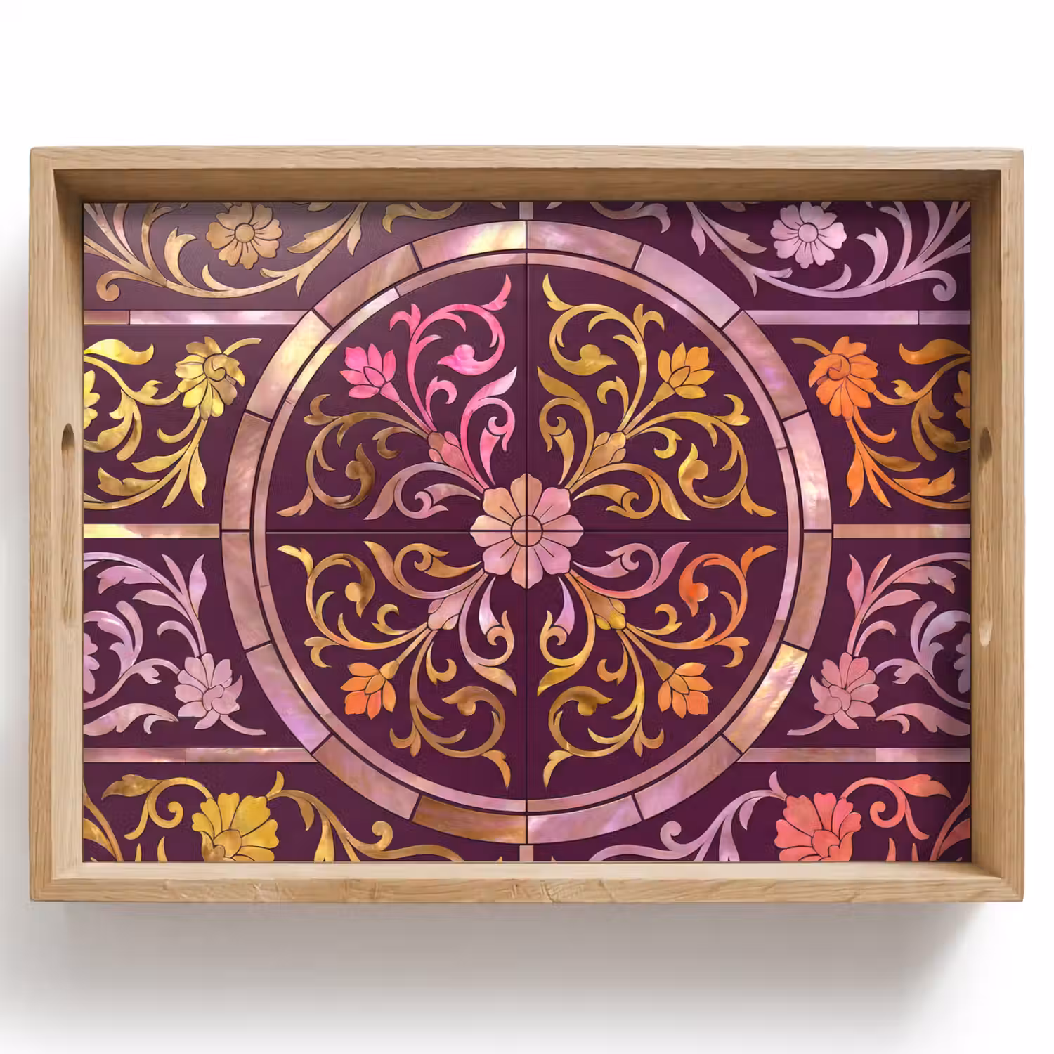 Patroon - Floraal - Oosters - Paars - Goud Dienblad Rechthoek middel -z3d_shopping