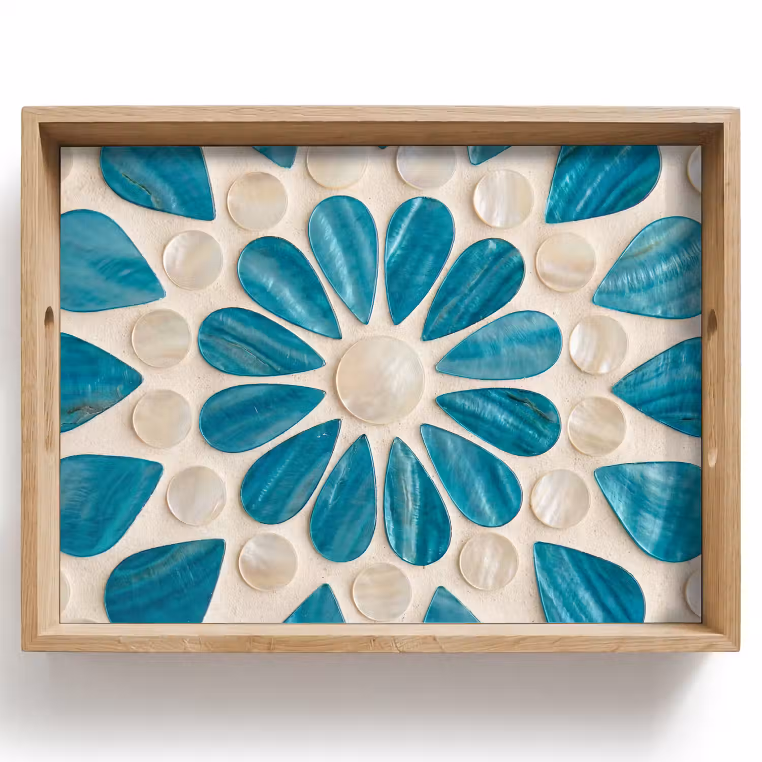 Patroon - Mozaïek - Schelpen - Abstract - Turquoise Dienblad Rechthoek middel -z3d_shopping