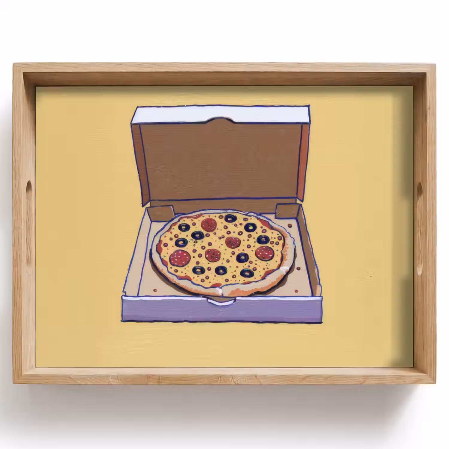 Pizza - Doos - Salami - Illustratie Dienblad Rechthoek middel -z3d_shopping