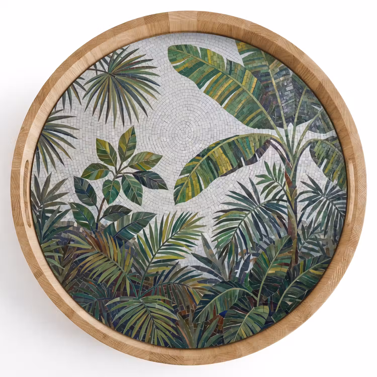 Planten - Tropisch - Mozaïek - Groen - Natuur Dienblad Rond middel -z3d_shopping