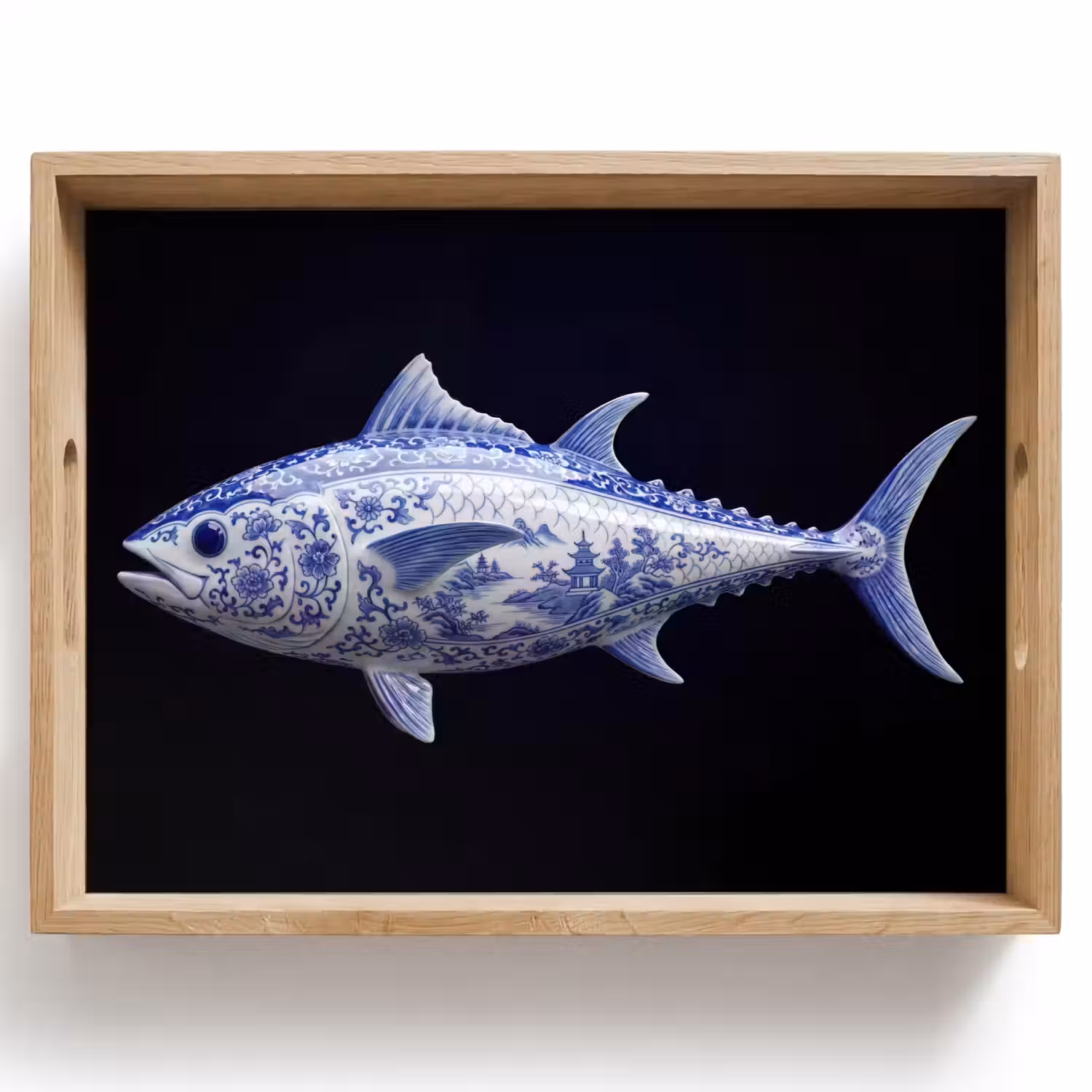 Porselein - Tonijn - Delfts - Blauw Dienblad Rechthoek middel -z3d_shopping
