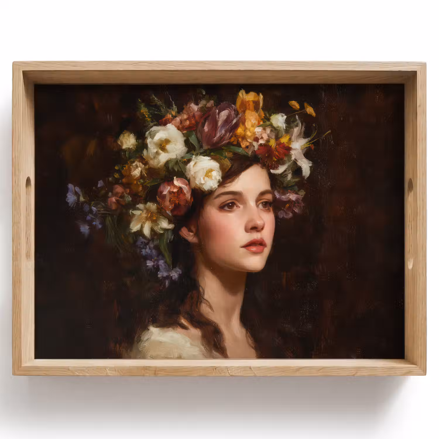 Portret - Vrouw - Bloemen Dienblad Rechthoek middel -z3d_shopping