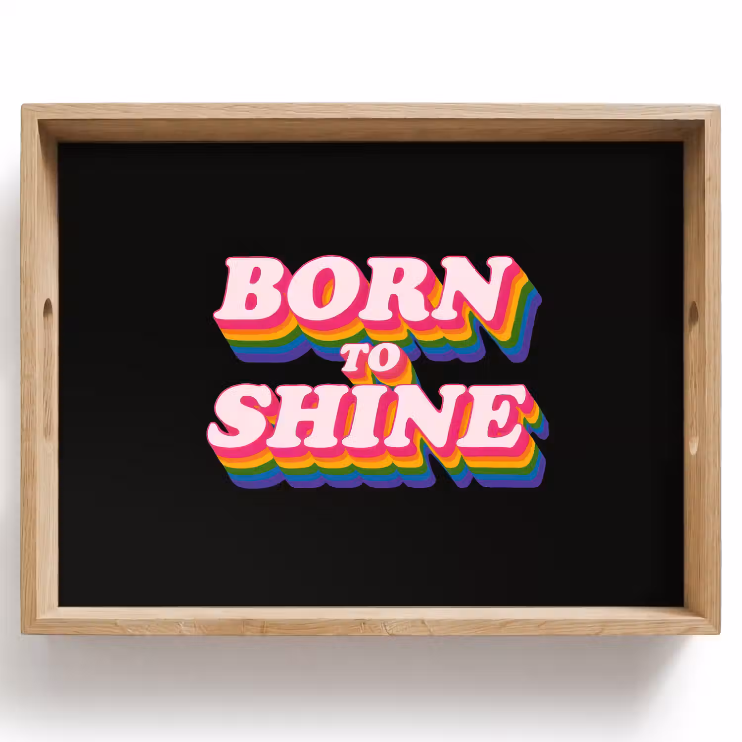 Quote - Regenboog - Roze - Zwart Dienblad Rechthoek middel -z3d_shopping